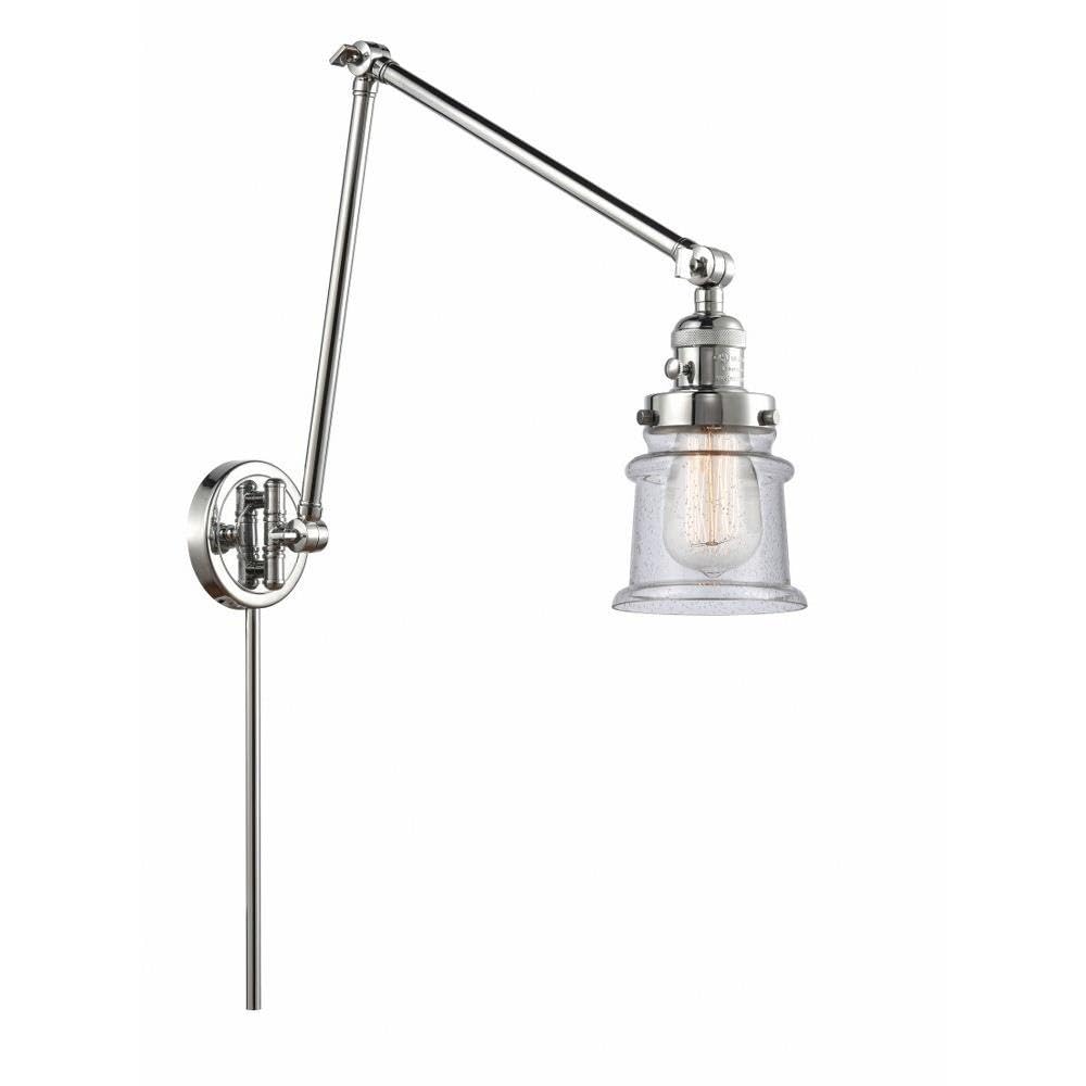 Innovations Lighting 238-PC-G184S Small Canton 1 Light Swing Arm Wall Sconce - Franklin Restoration Collection - Vintage Industrial Style for Bedroom, Living Room & Office Lighting