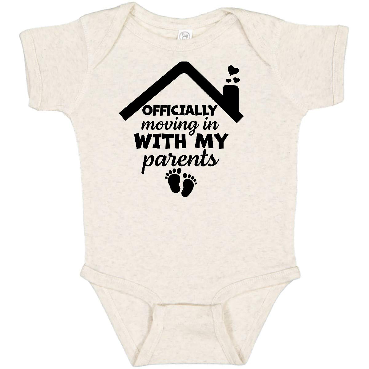 Inktastic NICU Graduate Officially Moving in with My Parents Baby Bodysuit - Soft Cotton Infant Onesie for Newborns & Preemies - Perfect for NICU Graduation, Coming Home & Family Photos