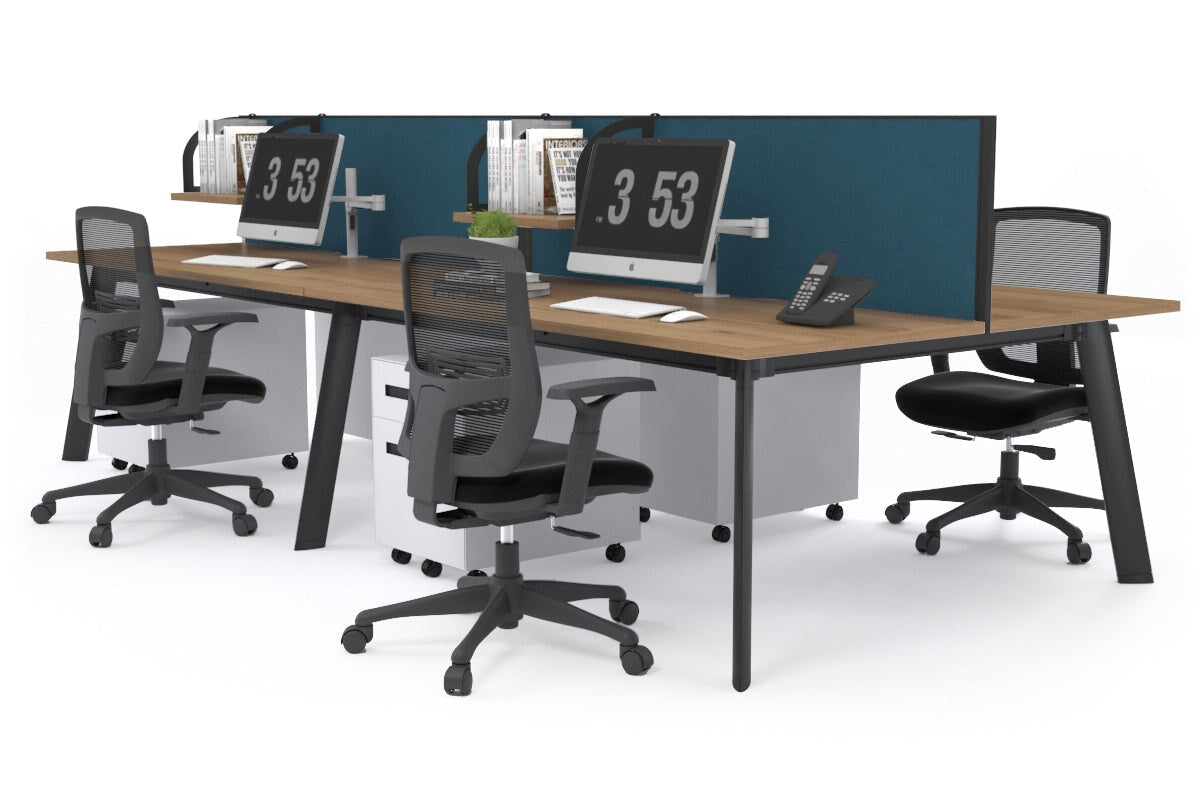 4-Person Workstation with Black Frame - 1200L x 800W Office Desk with Cable Management for Team Collaboration | Perfect for Open Offices, Coworking Spaces & Home Offices