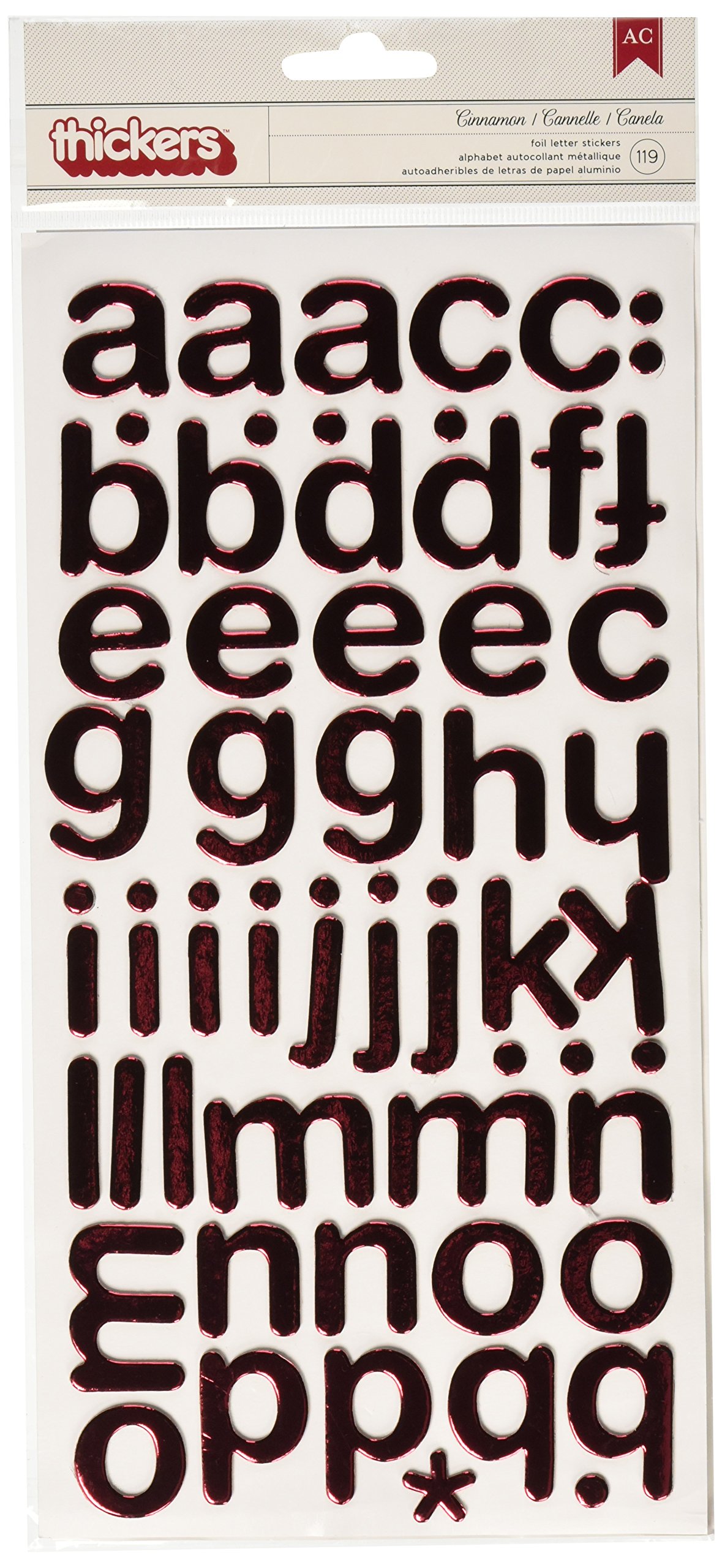 American Crafts Thickers Foil Chipboard Letter Stickers - Cinnamon Metallic Pomegranate - DIY Scrapbooking, Card Making, Journaling & Home Decor Supplies
