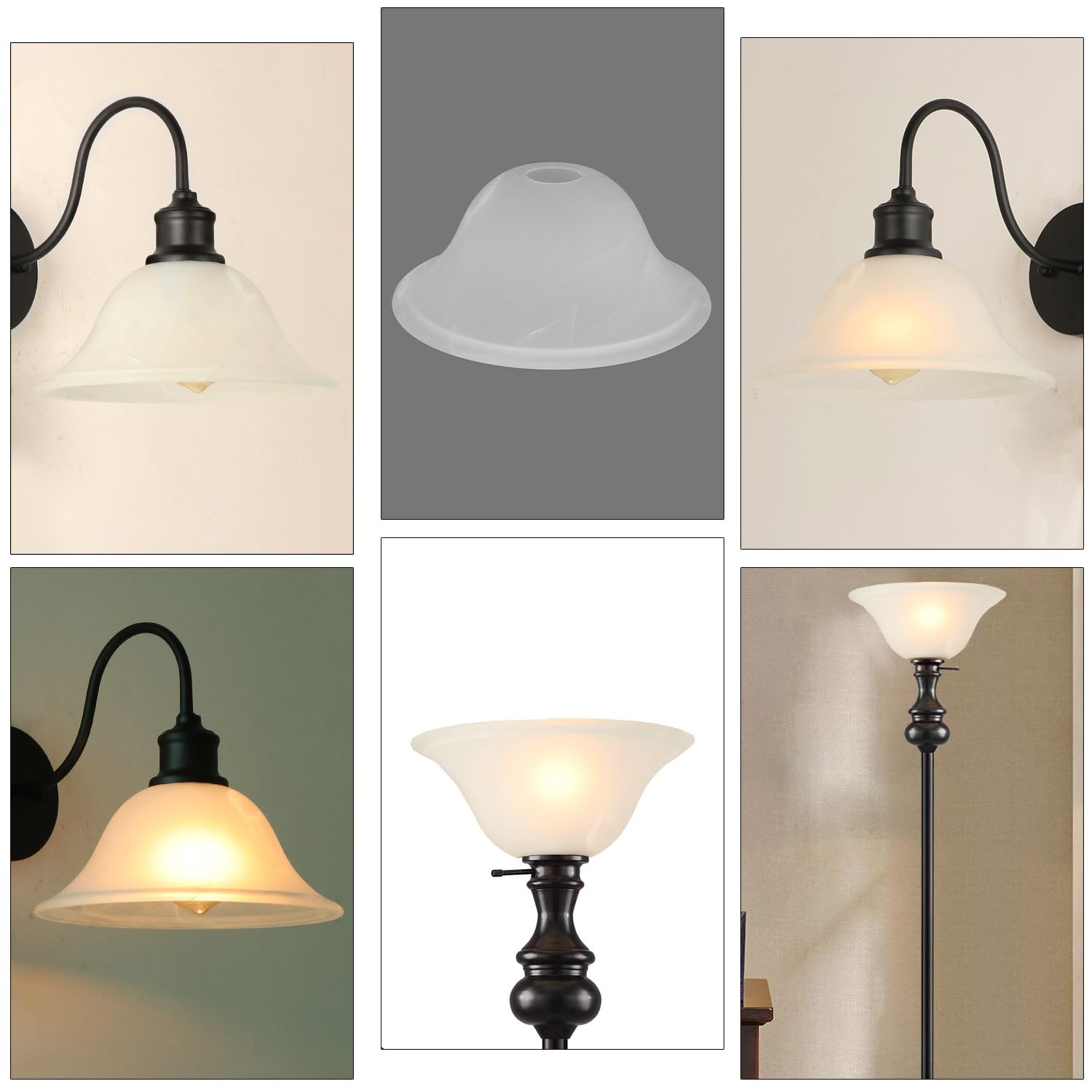 Giluta Small Floor Lamp Glass Shade Replacement Globe - 1.625