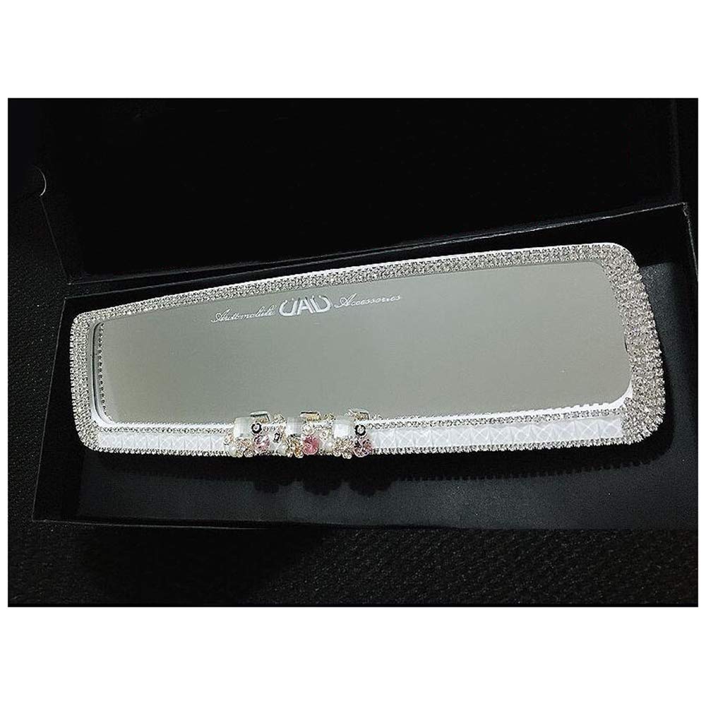 Crystal Diamond Car Rear View Mirror Decoration - White | Elegant Interior Accessory for Cars, SUVs & Trucks | Perfect for Gifts & Customization