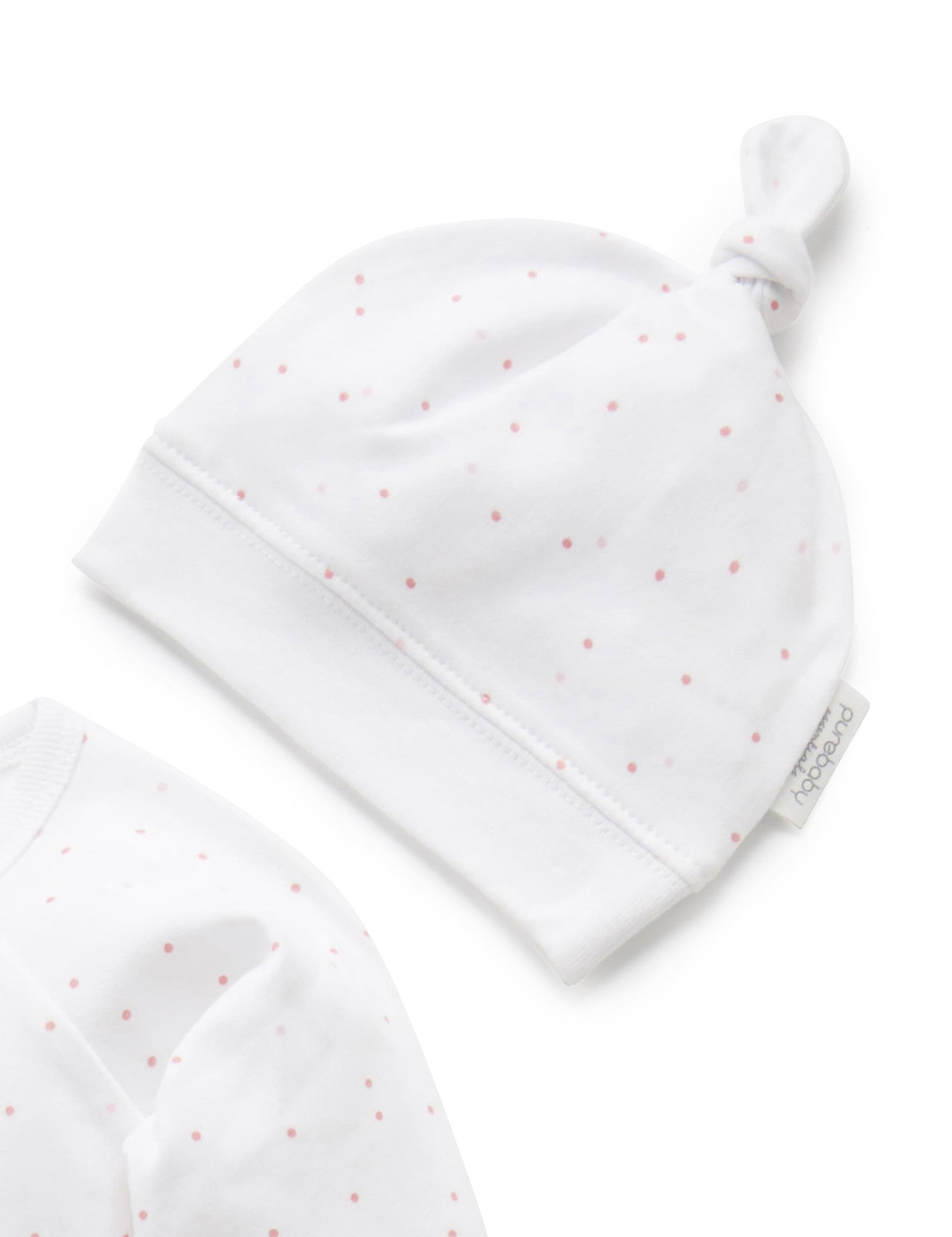 Purebaby Organic 3-Piece Baby Clothes Set - Pale Pink with White Dots | Soft Cotton Outfit for Newborns & Infants | Perfect for Photos, Gifts & Everyday Wear