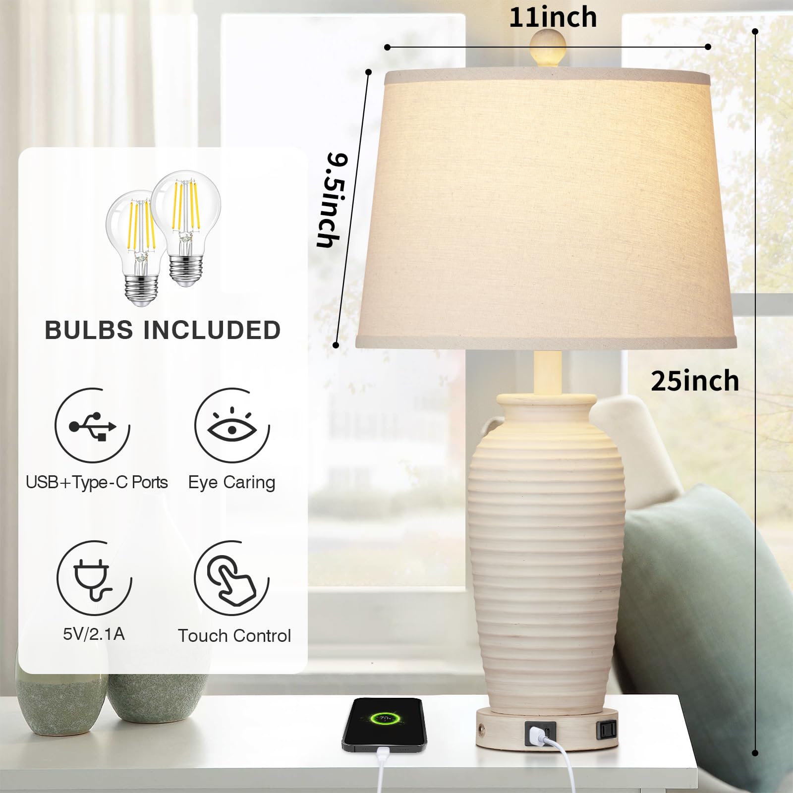 Farmhouse Table Lamps Set of 2 - 25