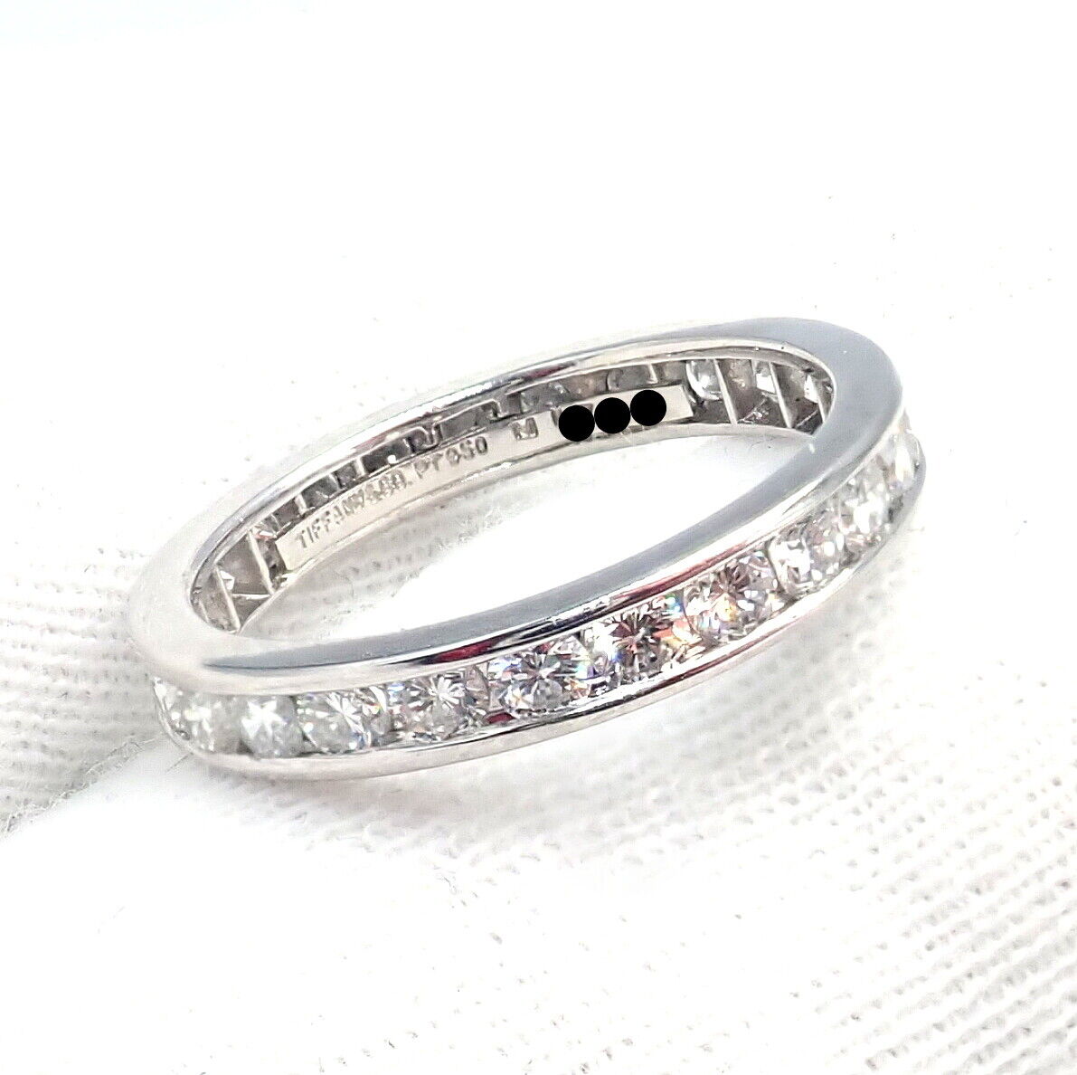 Tiffany & Co Platinum 0.80ct Diamond Full Circle Eternity Band Ring 3mm Width Size 4.5 - Perfect for Anniversaries, Engagements & Special Occasions