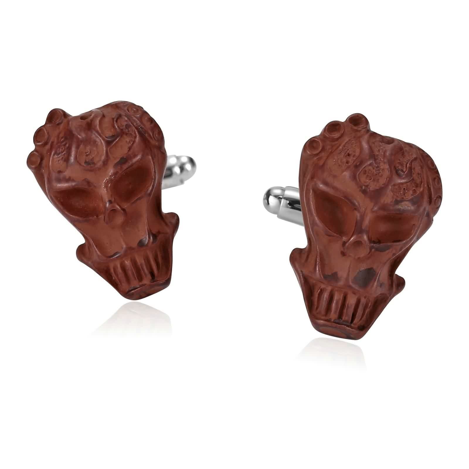 Hoisy Men's Stainless Steel Pirate Skull Skeleton Cufflinks for Tuxedo Dress Shirts - Elegant Business Wedding Accessories for Formal Events and Gifts