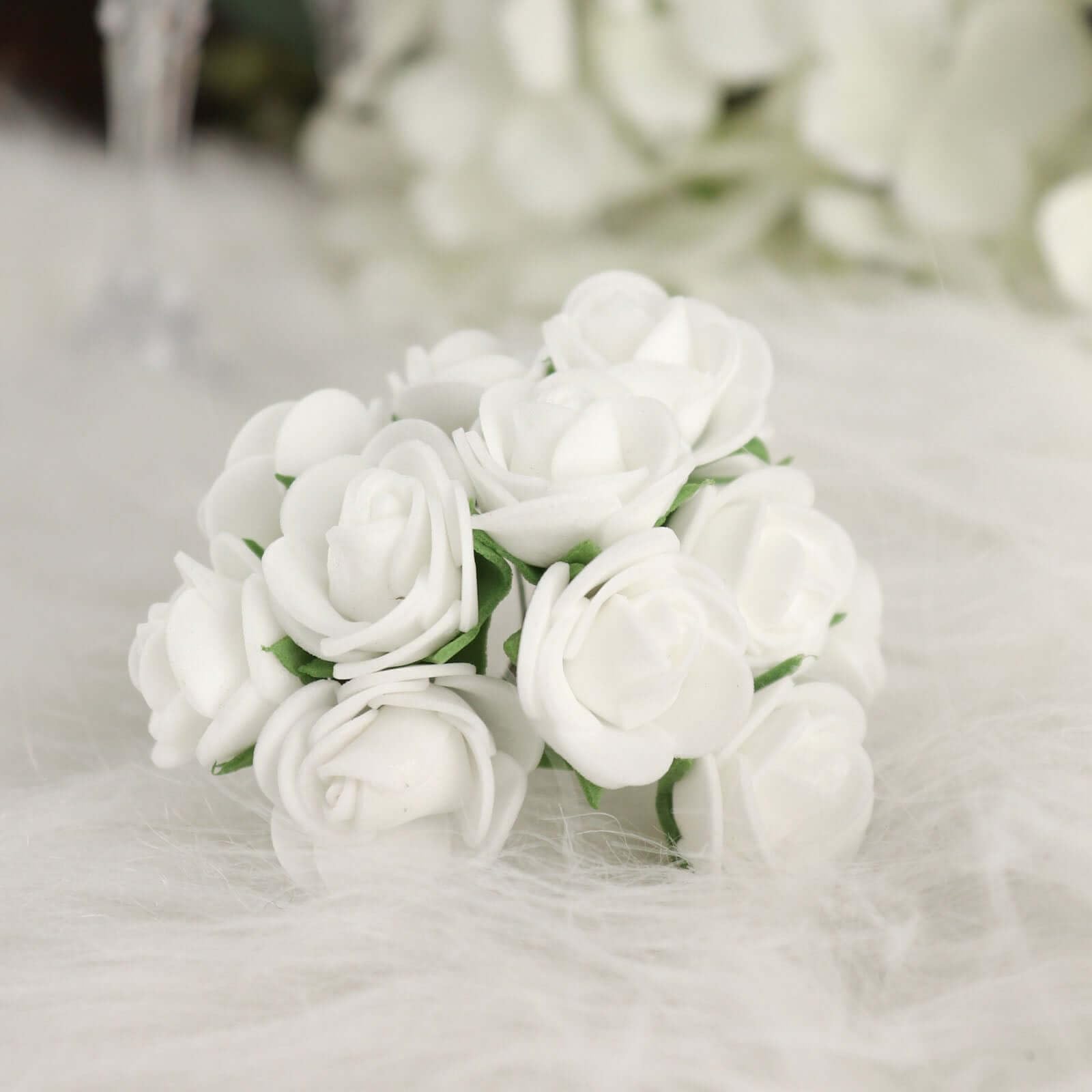 48 White Artificial Foam Roses with Stems - 4
