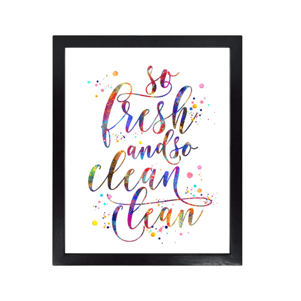 Dignovel Studios Unframed 8X10 So Fresh And So Clean Funny Bathroom Sign - Watercolor Art Print Poster for Home Decor, Housewarming Gift & Bathroom Wall Art - Perfect for Bathrooms, Powder Rooms & Laundry Areas