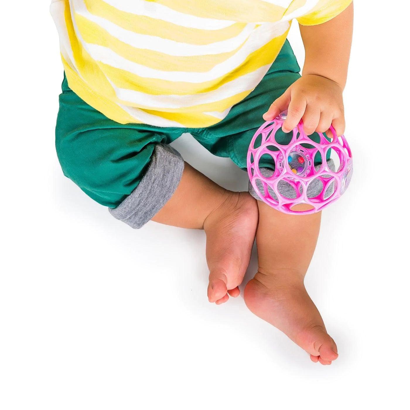 Bright Starts Oball 4 Rattle - Easy-Grip Baby Toy with Colorful Beads (Single Pack) - Perfect for Infant Sensory Play & Early Development