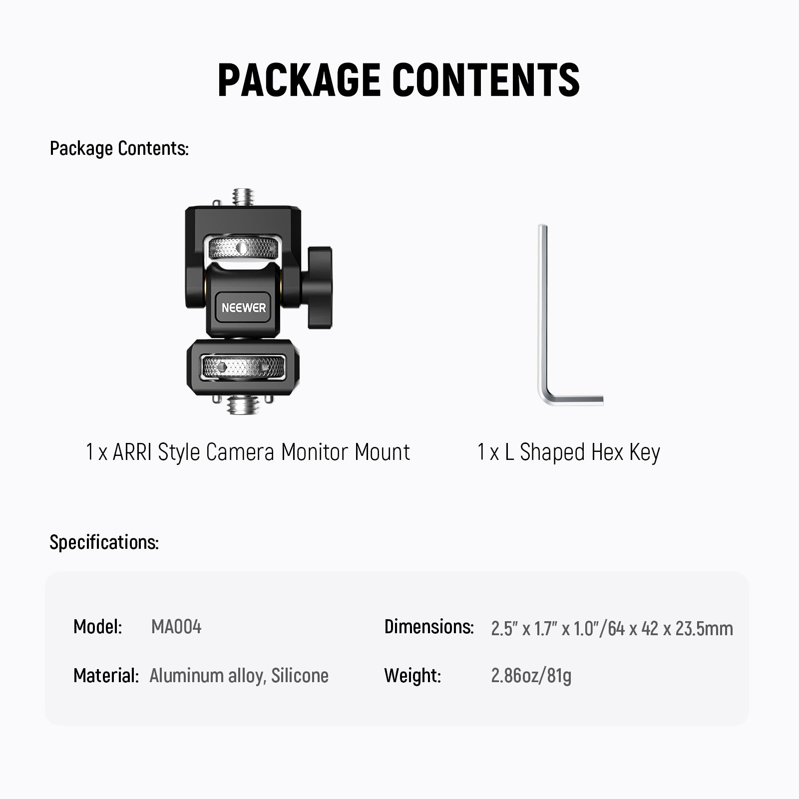 NEEWER MA004 ARRI Locating Camera Monitor Mount - Professional DSLR Video Rig Accessory for Filmmaking & Photography