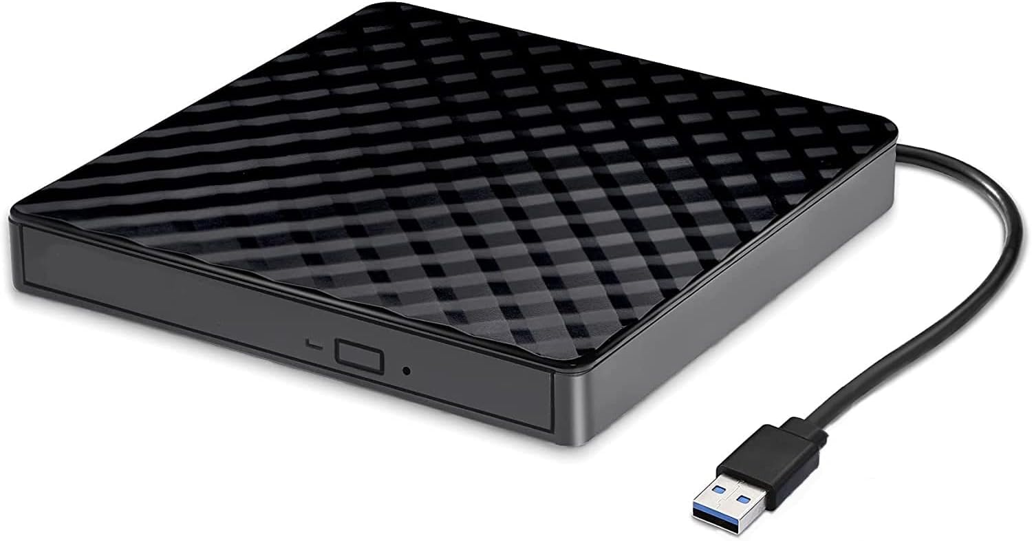Portable USB 3.0 External CD DVD Drive - Slim Optical Burner Player with High-Speed Data Transfer & Low Noise | Compatible with Laptop, Desktop, Mac, Windows 10/8/7/XP & Linux | Perfect for Watching Movies, Burning Discs & Installing Software