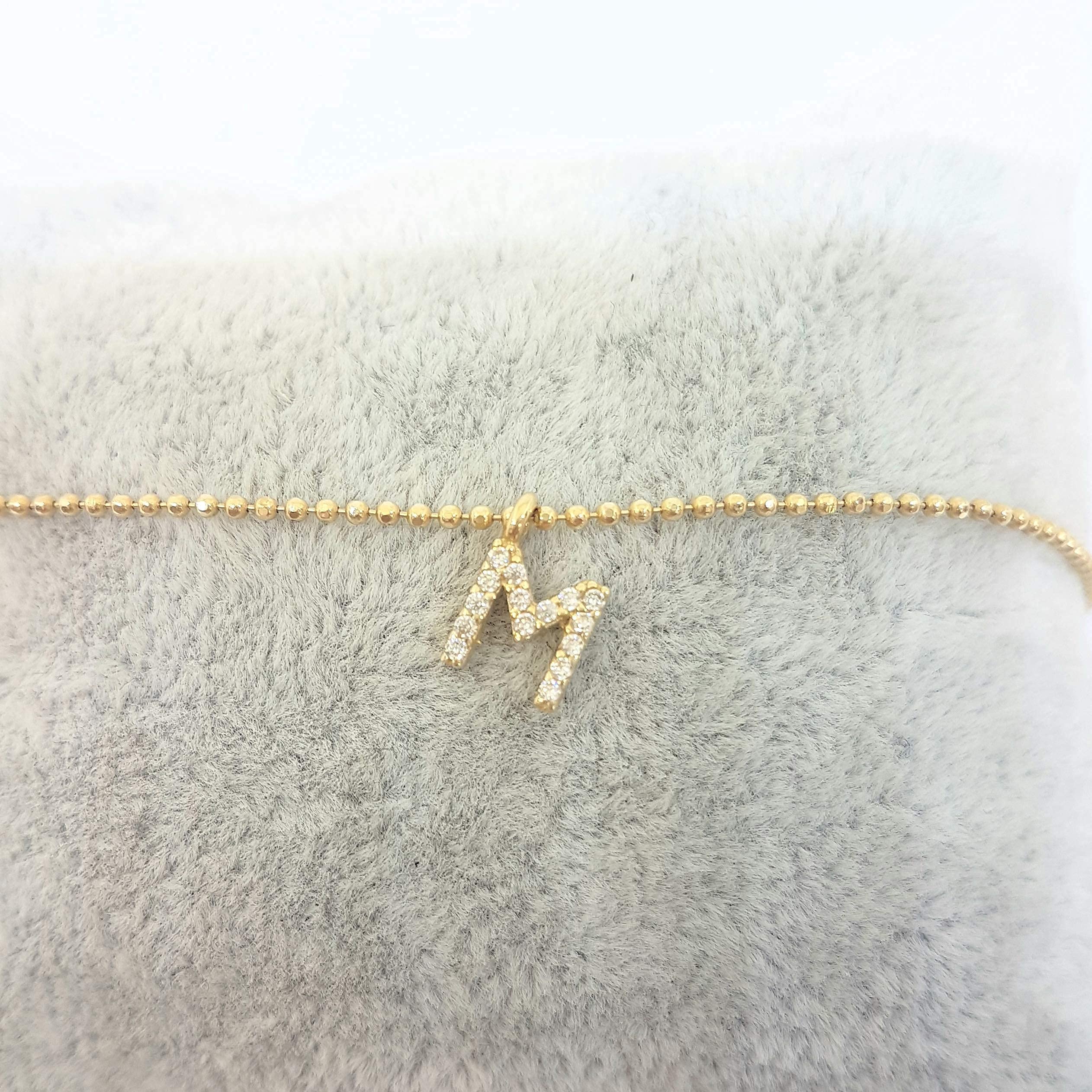 14K Real Solid Gold Initial Bracelet for Women | Custom Letter A-Z Monogram Bracelet | Cubic Zirconia Adjustable Personalized Jewelry Gift for Birthday, Anniversary, Valentine's Day
