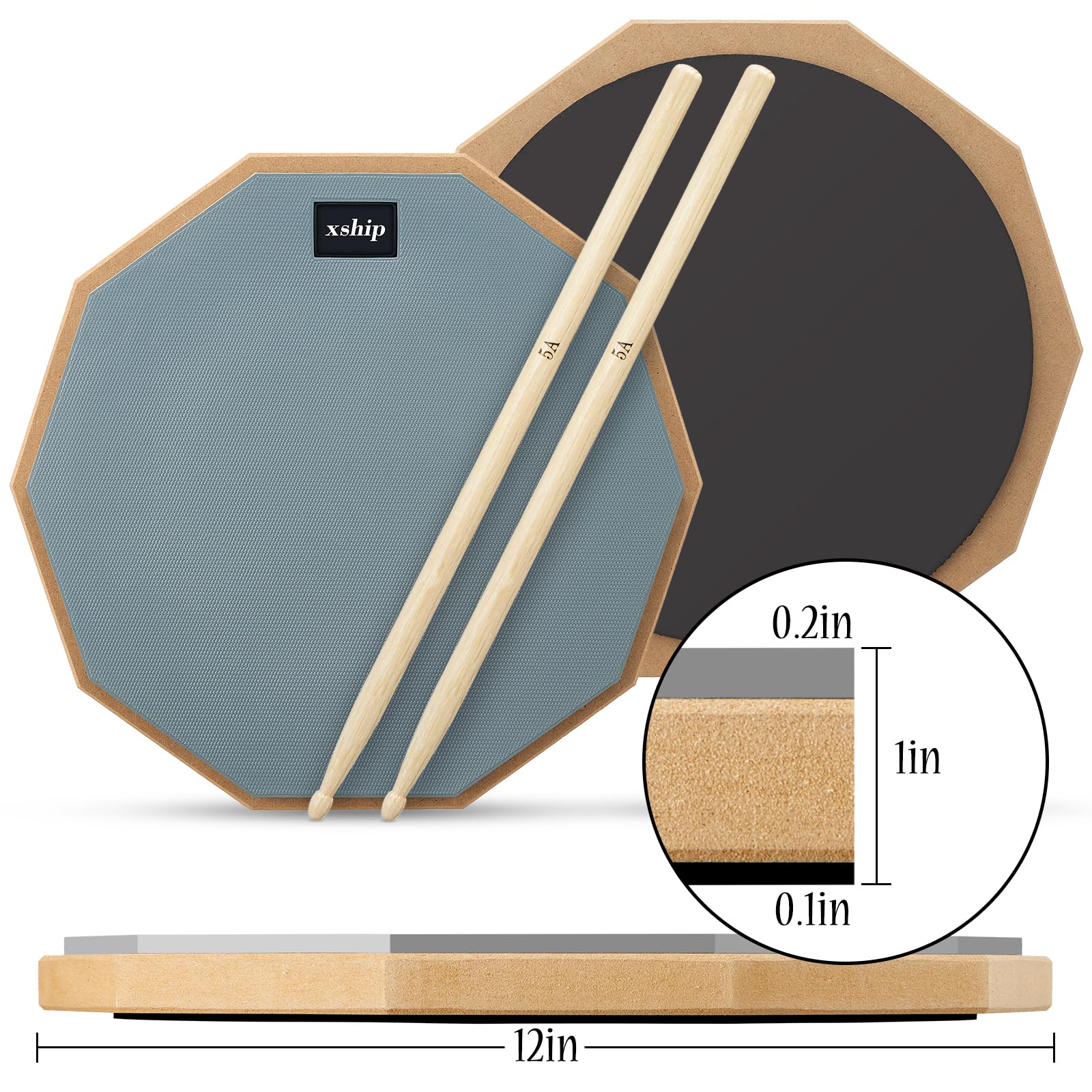 Electronic Drum Practice Pad - Quiet Drumming Pad for Home & Studio Use - Perfect for Drummers, Beginners & Noise-Sensitive Environments