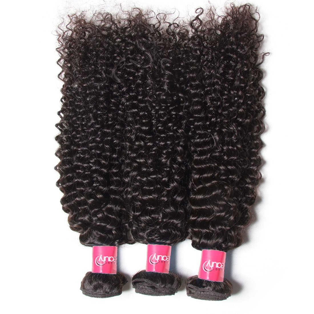 Klaiyi Brazilian Curly Hair Extensions 3 Bundles - 9A Grade Virgin Human Hair Weave (12/14/16 Inch) 95-100g per Bundle - Natural Black Color for Styling, Volume & Length - Perfect for Daily Wear, Parties & Special Occasions