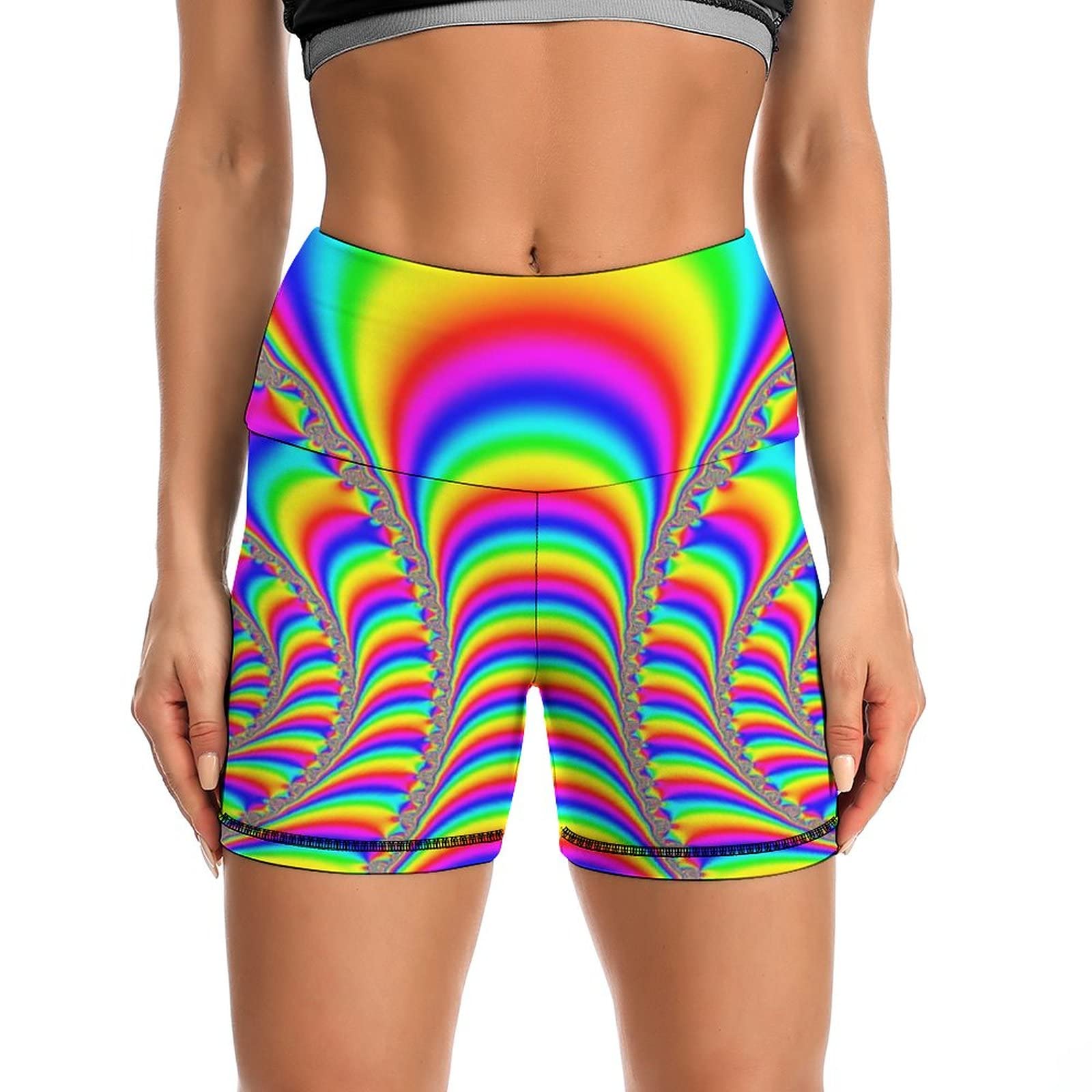 Retro 80s 90s Women's High Waist Biker Shorts - Vintage Spandex Workout & Yoga Compression Shorts for Women - Perfect for 80s 90s Themed Parties, Dance, Fitness & Casual Wear