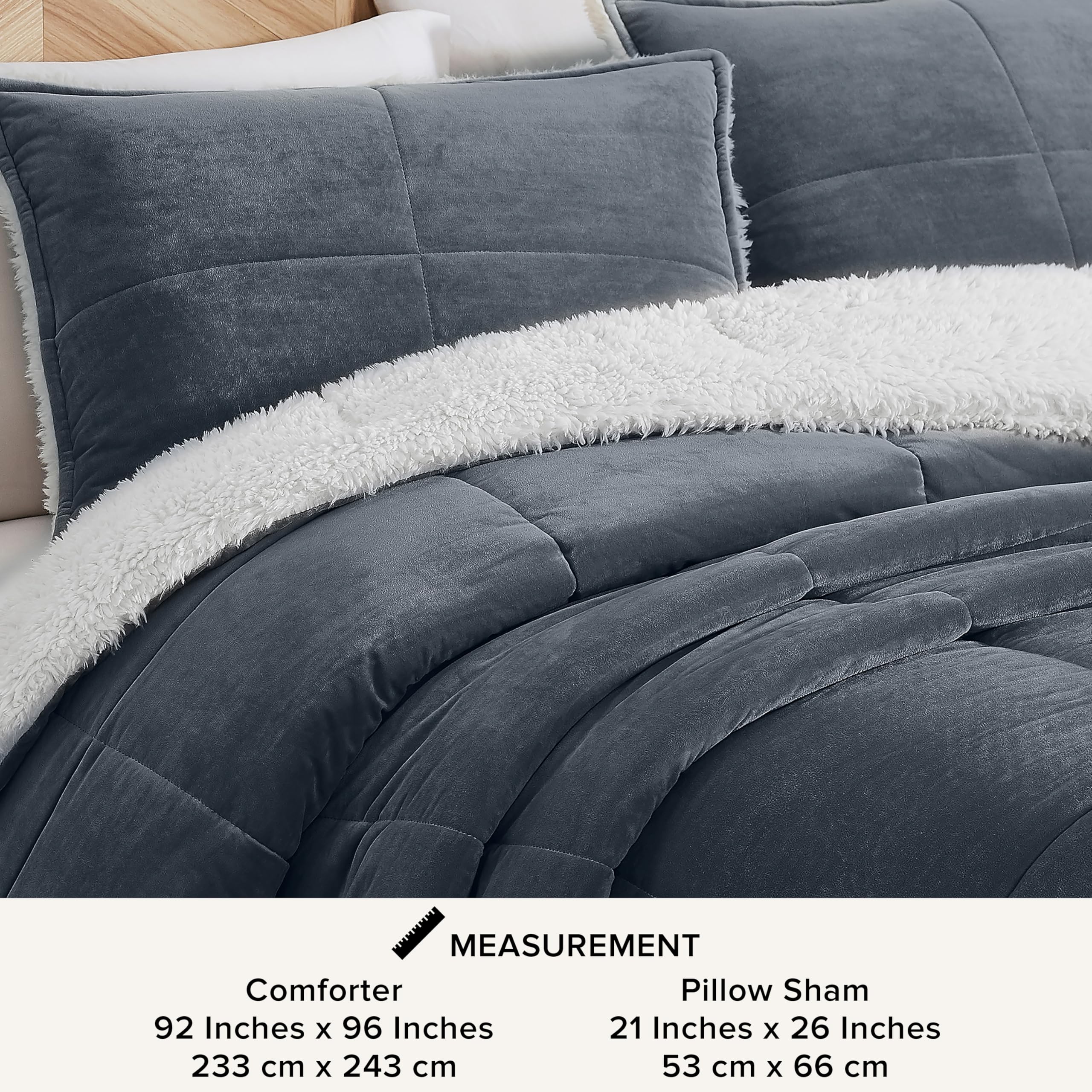 UGG Blissful Reversible Full/Queen Comforter Set - Plush Fluffy Down Alternative Bedding with 2 Pillow Shams | Hypoallergenic, Breathable & Warm | White & Blue Imperial | Perfect for Cozy Winter Nights & Bedroom Decor