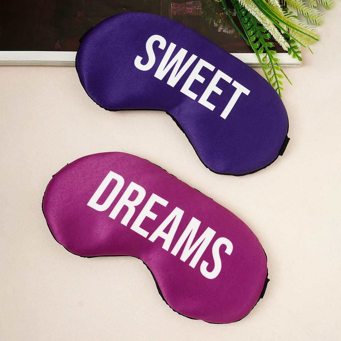 Sweet & Dreams Couple Eye Mask for Husband & Wife - Printed Sleep Mask for Travel, Women & Men - Soft & Comfortable 7.5 x 4 Inches - Perfect for Nighttime Relaxation, Long Flights & Stress Relief