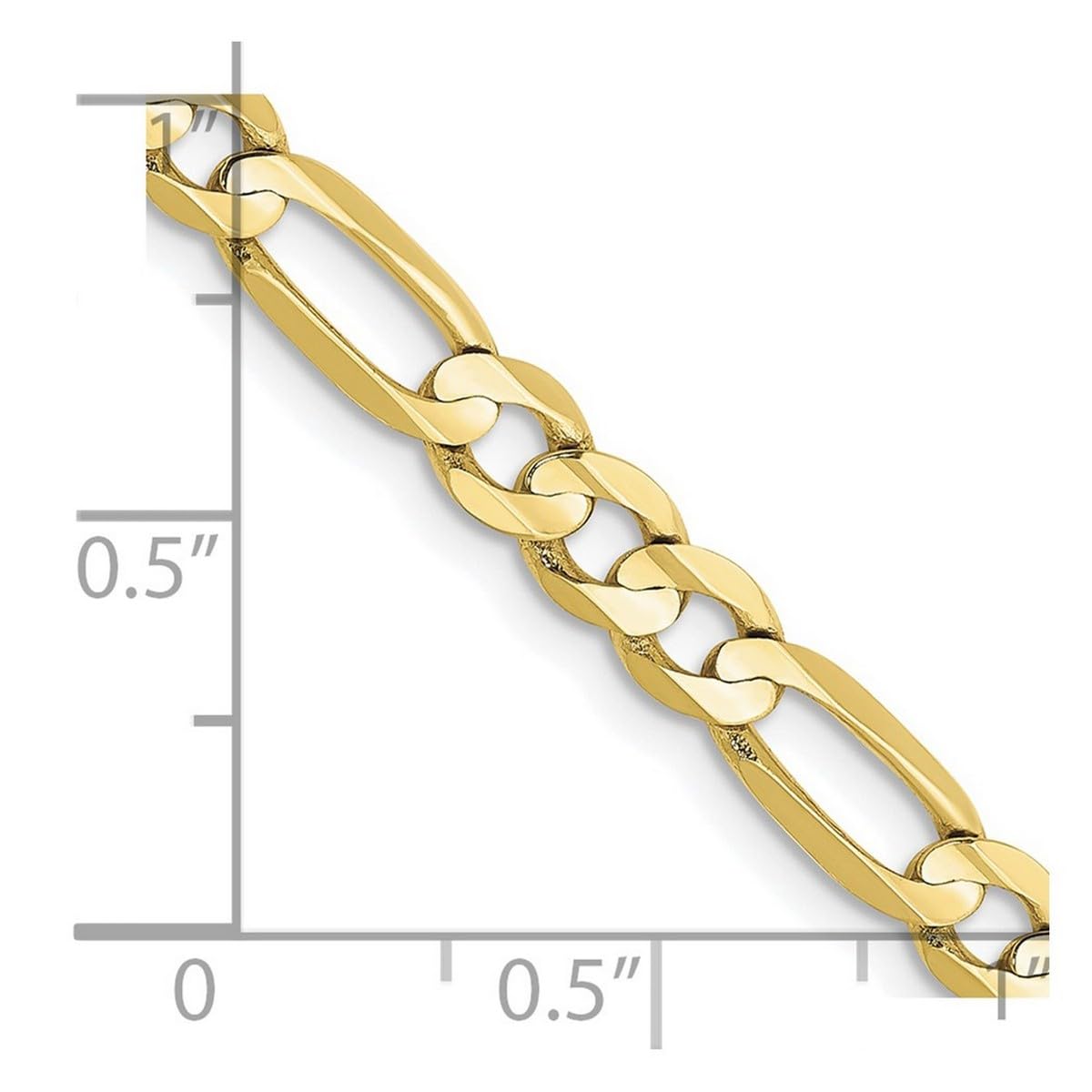 10k Yellow Gold Solid Concave Polished Light Figaro Chain Necklace 4.5mm with Lobster Claw Clasp - Unisex Jewelry for Men & Women - Perfect for Layering, Gifts & Everyday Wear