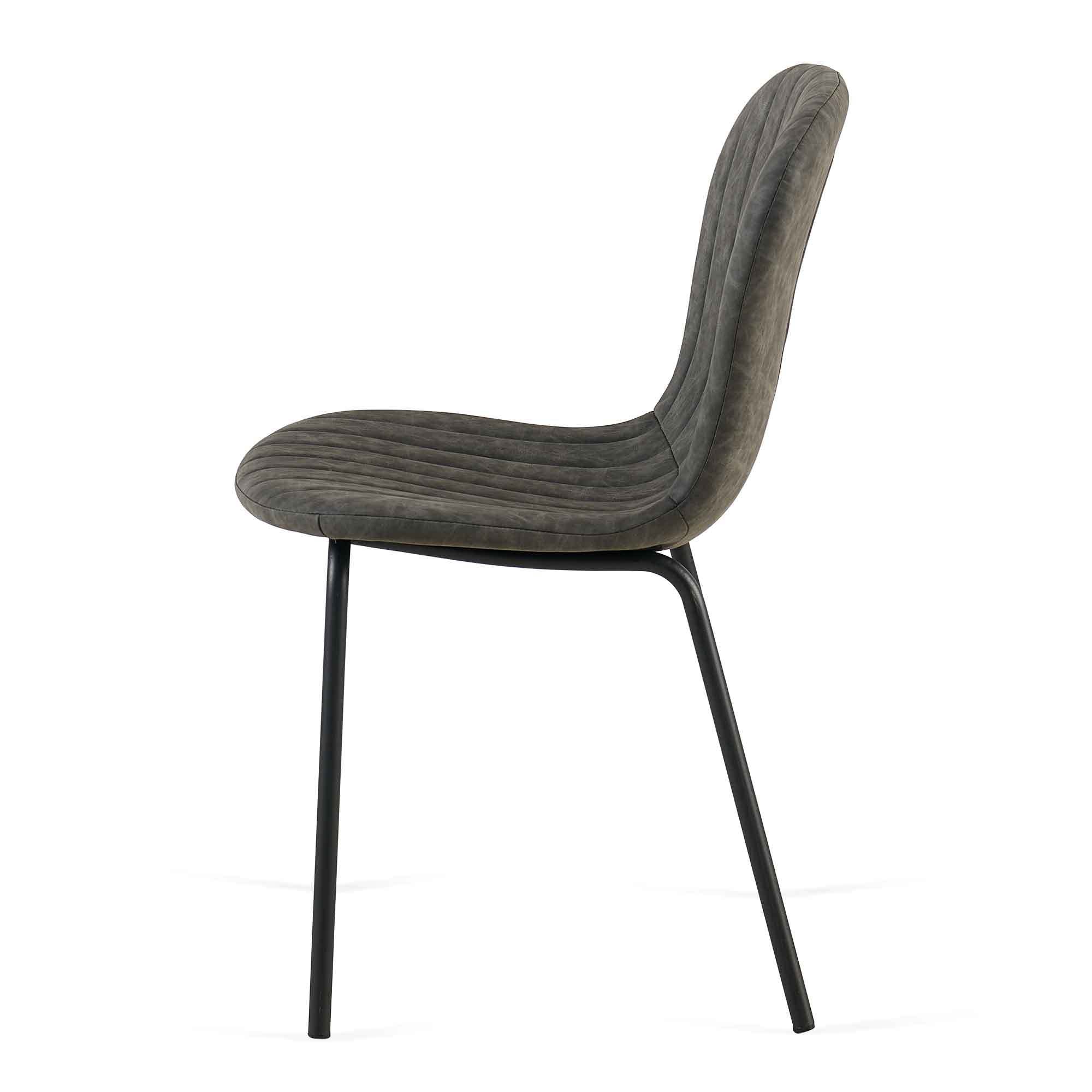 Dark Grey Faux Leather Dining Chairs Set of 4 - Mid Century Modern PU Leather Upholstered Kitchen Chairs for Dining Room & Home Decor | Perfect for Small Spaces & Entertaining Guests