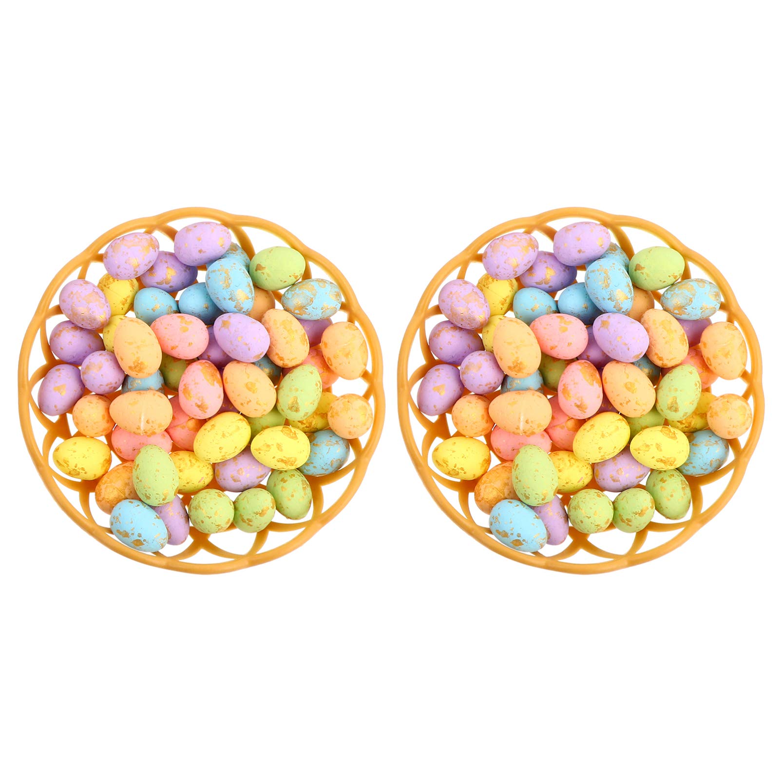 100PCS Artificial Foam Easter Eggs - DIY Bird Nest Simulation Eggs for Easter Decorations, Party Favors, and Spring Crafts - Includes 2 Decorative Plates