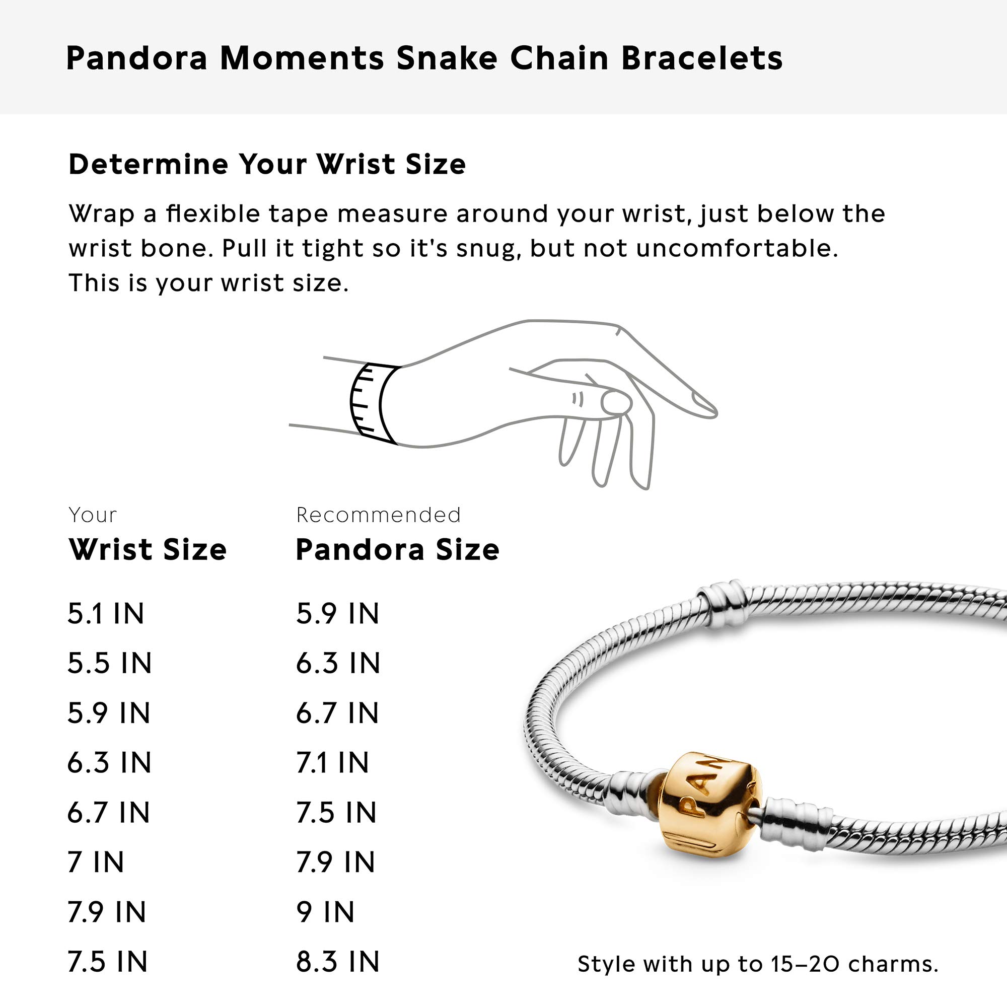 PANDORA Sterling Silver Charm Bracelet with 14K Gold Clasp - 8.3 Inch Adjustable Women's Jewelry for Gifts, Anniversary & Everyday Wear