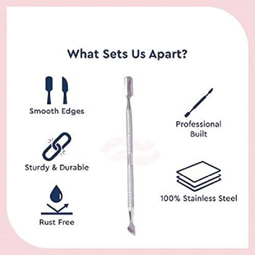Elecsera Professional Cuticle Pusher and Nail Cutter Set - Stainless Steel Manicure Tool with Polish Remover for Home & Salon Nail Care