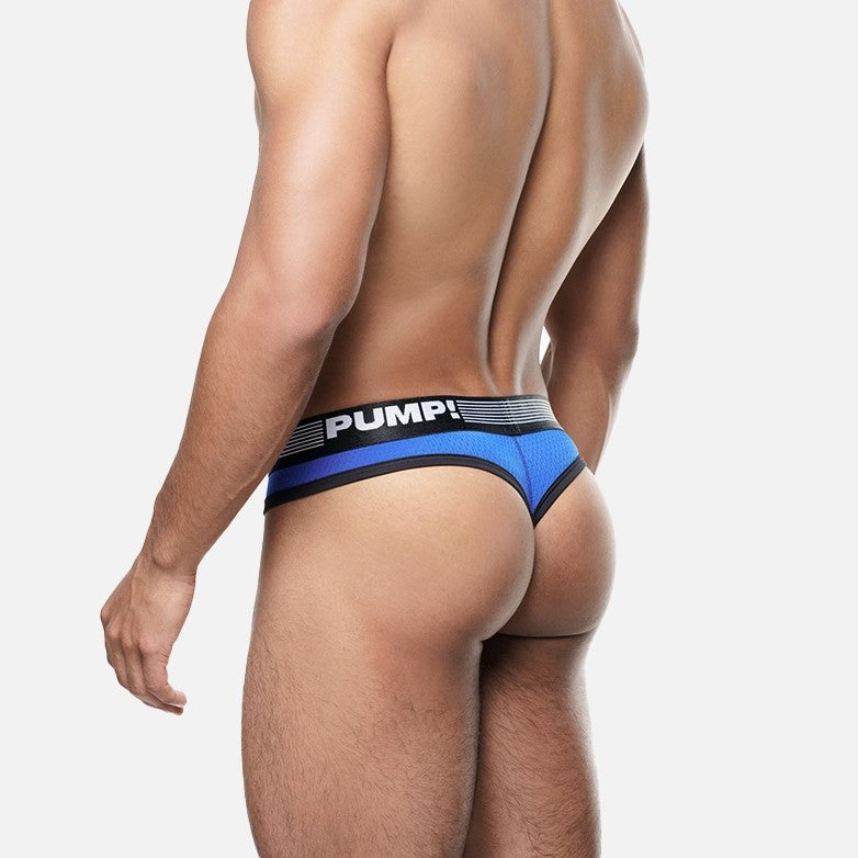 Volt Mesh Thong - Black & Blue | High-Performance PUMP! Underwear for Workouts & Active Lifestyles