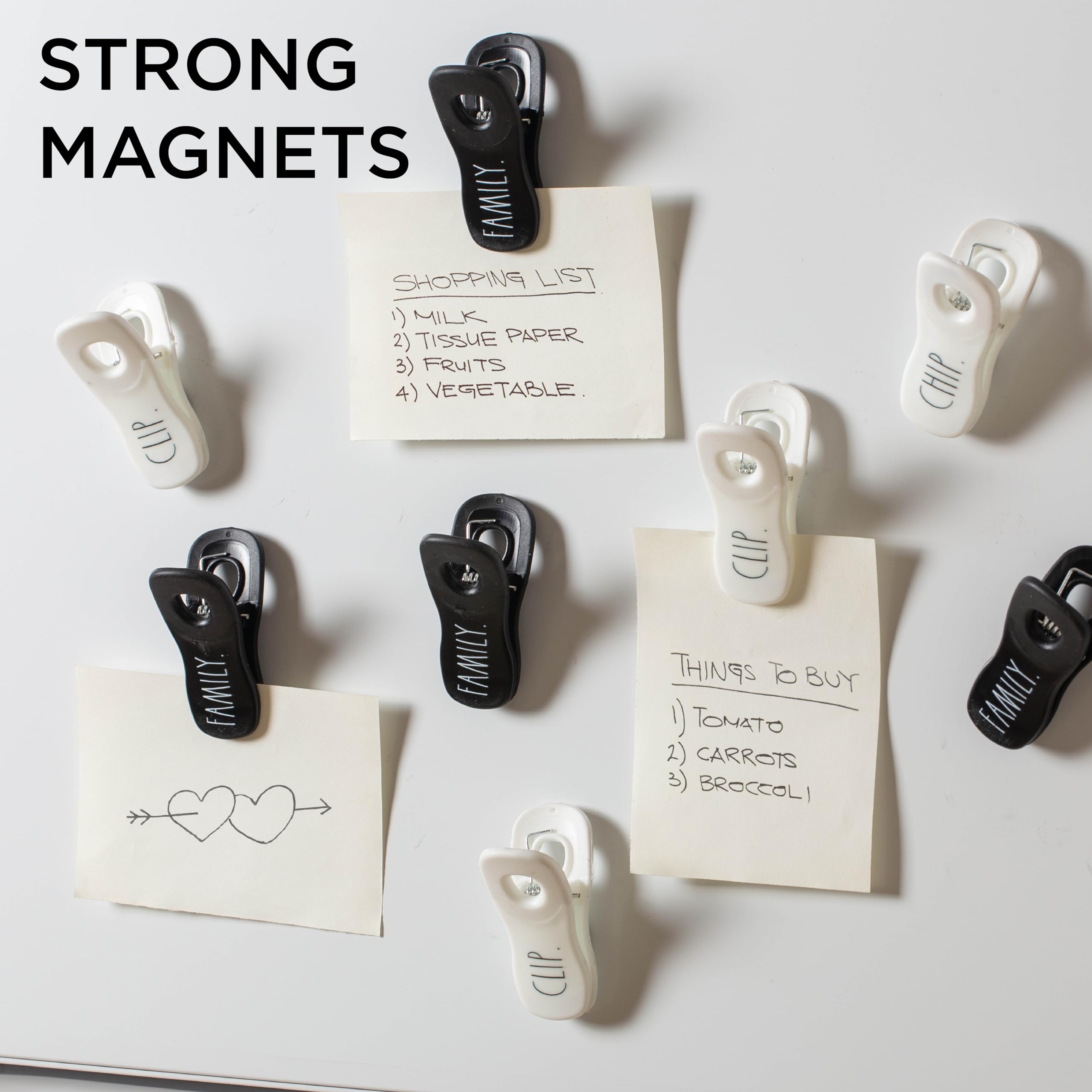 Rae Dunn Magnetic Bag Clips - 20 Pack Airtight Food Storage Clips for Bread, Snacks & Chips - Strong Seal Grip for Kitchen, Pantry & Picnic Use - Black & White Design