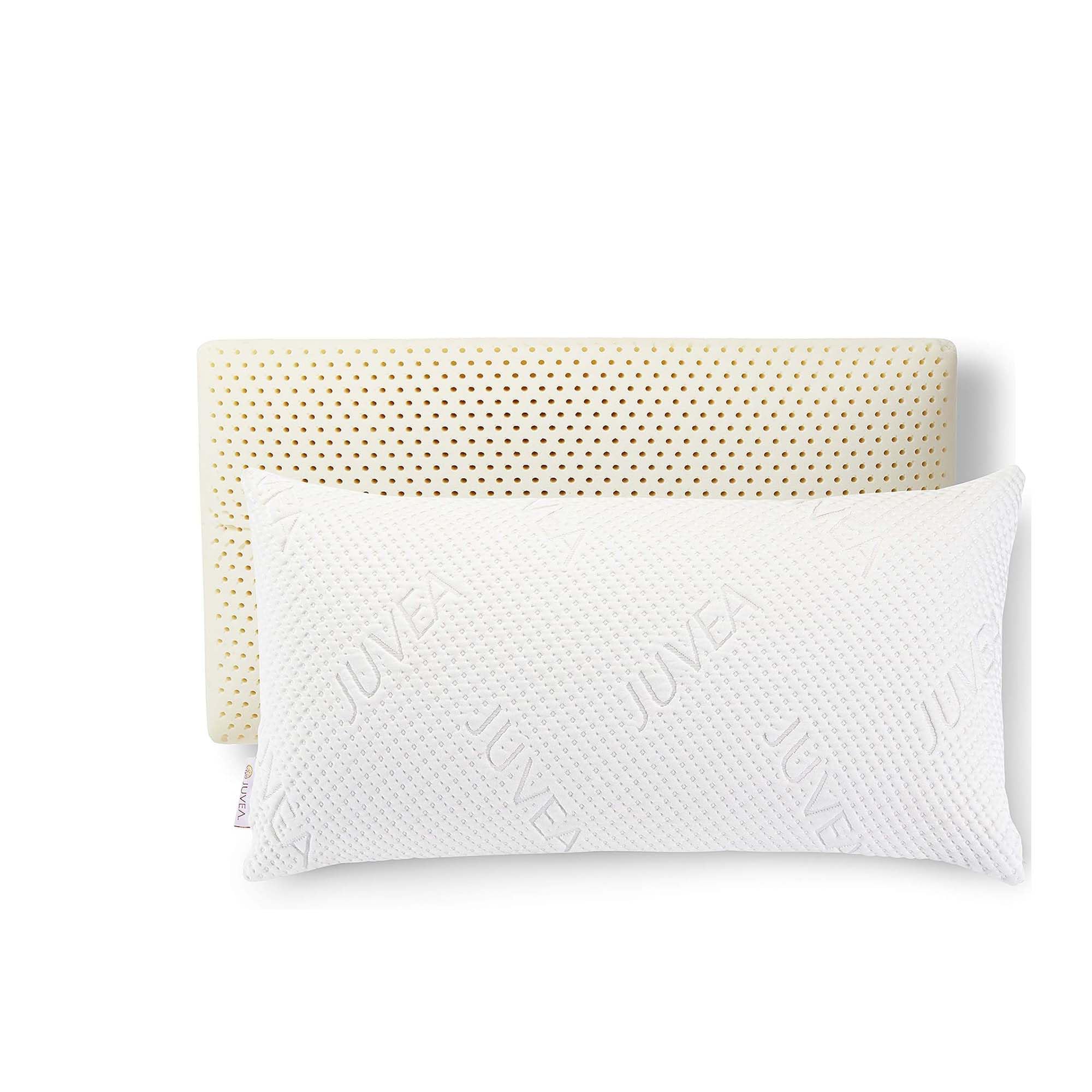 JUVEA Essential™ Low-Profile Natural Talalay Latex Pillow with Organic Cotton Cover - Breathable & Pressure Relieving Low Loft Pillow for Neck Pain Relief - King Size Bed Pillow for Side, Back & Stomach Sleepers - Perfect for Hot Sleepers & Allergy Sufferers