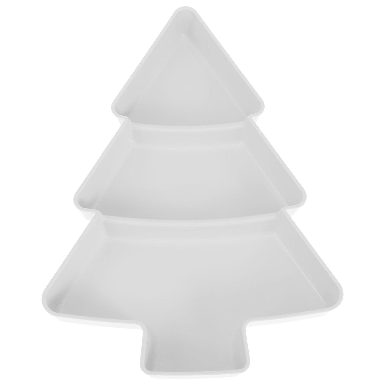 Creative Christmas Tree Shaped Serving Platter - White Plastic Fruit & Snack Tray for Holiday Parties, Xmas Gatherings & Home Decor - Portable Dish for Nuts, Candy & Appetizers