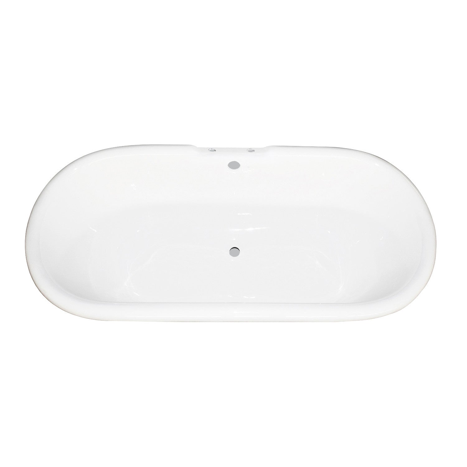 Aqua Eden 66 Inch White Cast Iron Oval Double Ended Pedestal Bathtub with 7 Inch Faucet Drillings - Freestanding Soaking Tub for Luxury Bathroom & Spa Relaxation