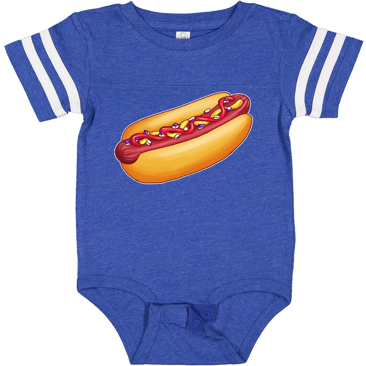 Inktastic Hot Dog Illustration Baby Bodysuit - Cute Mustard, Onions & Ketchup Design - Perfect for BBQ Parties, Picnics & Funny Baby Outfits