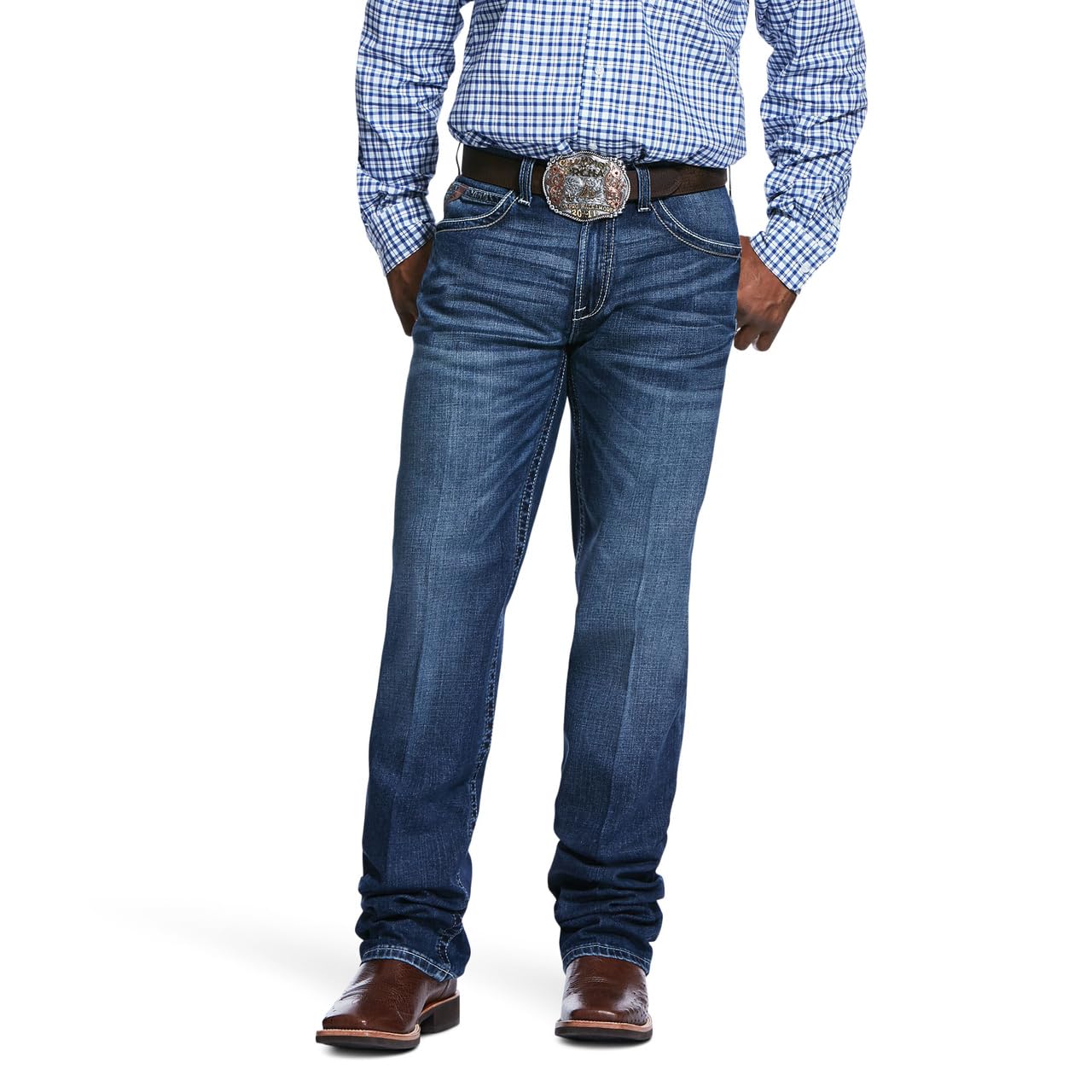 ARIAT Men's M2 Summit Stretch Stackable Relaxed Bootcut Jeans - Blue Denim 31W x 36L - Comfortable Workwear & Casual Western Style for Ranch, Riding & Everyday Wear