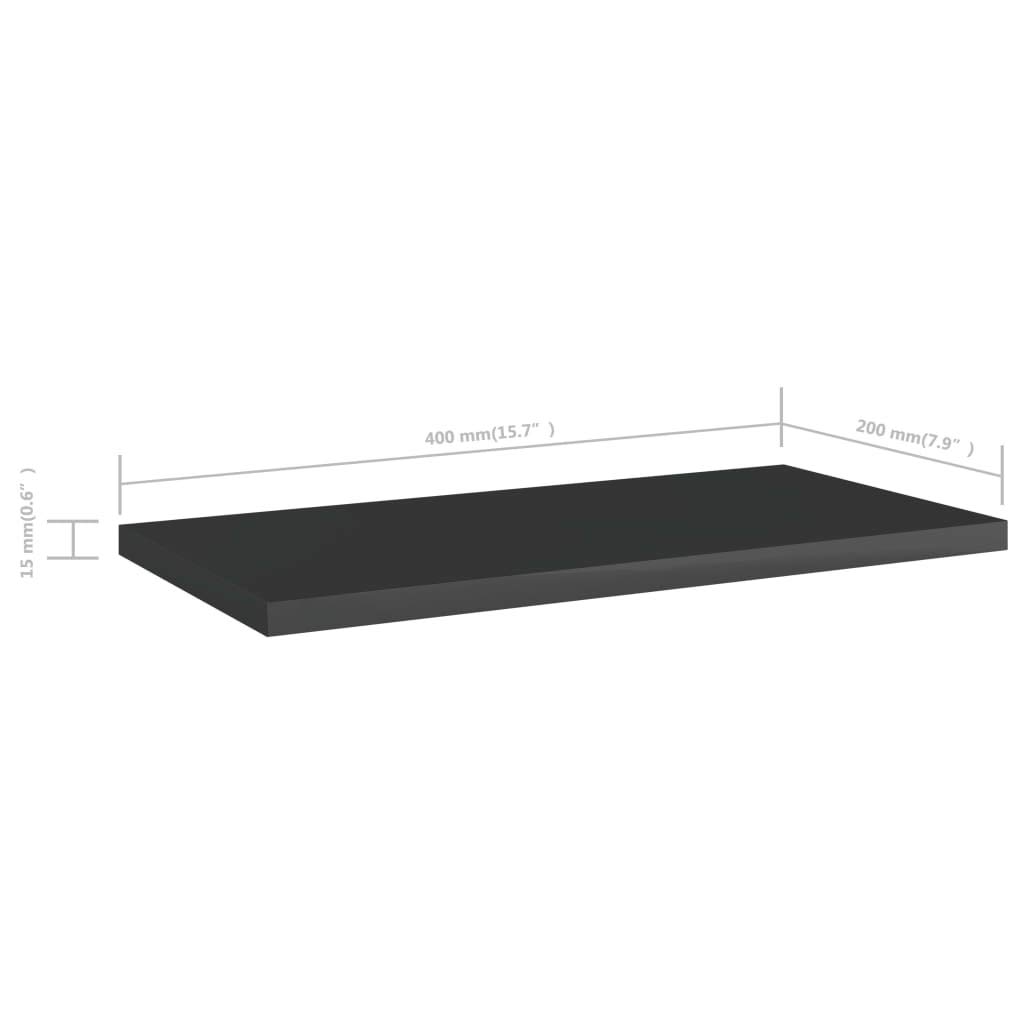 vidaXL 8-Pack High Gloss Black Bookshelf Boards - 15.7