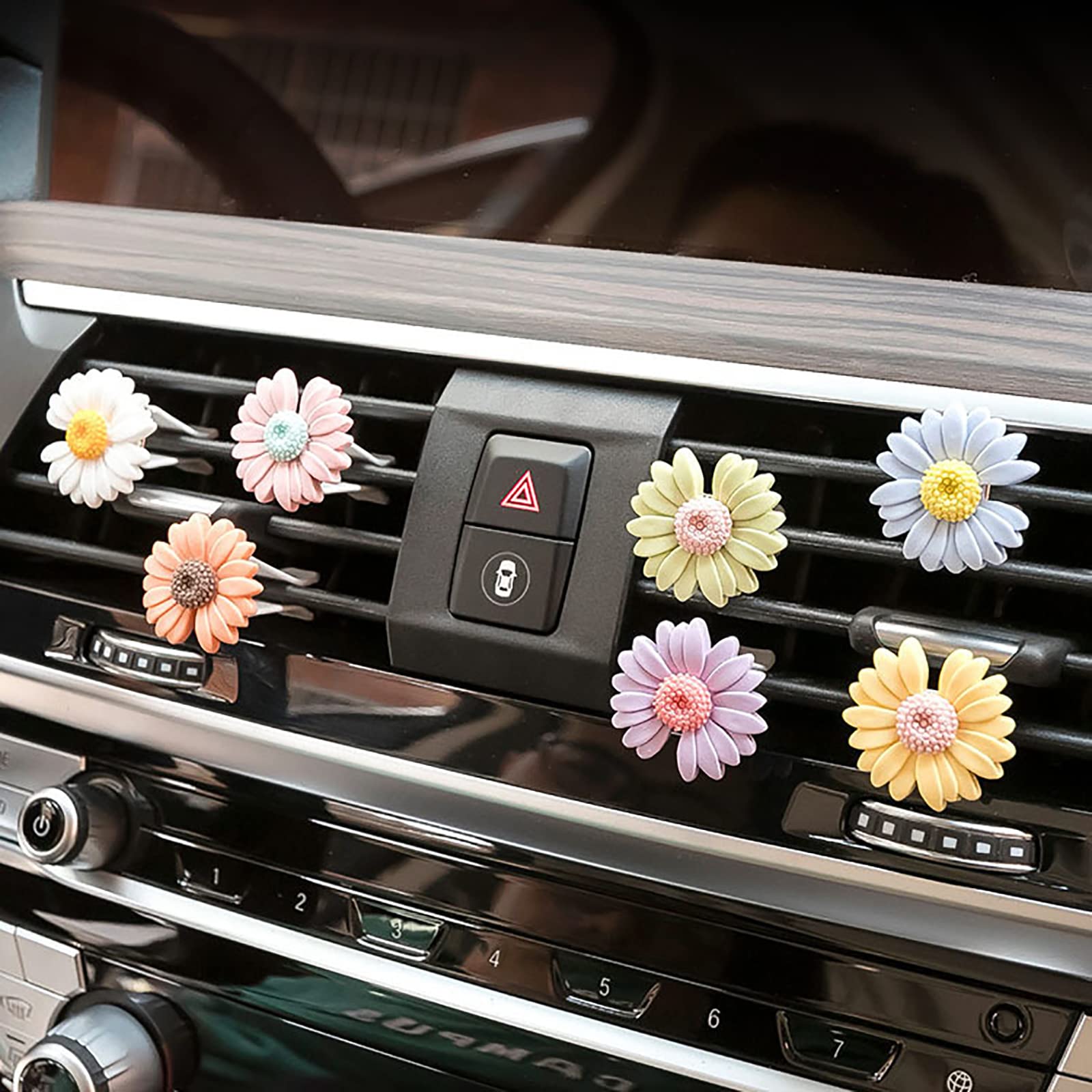 2 Pack Daisy Flower Car Air Vent Clips - Cute Boho Car Air Freshener Decorations for Women & Girls - Perfect for Home, Office, and Travel Accessories