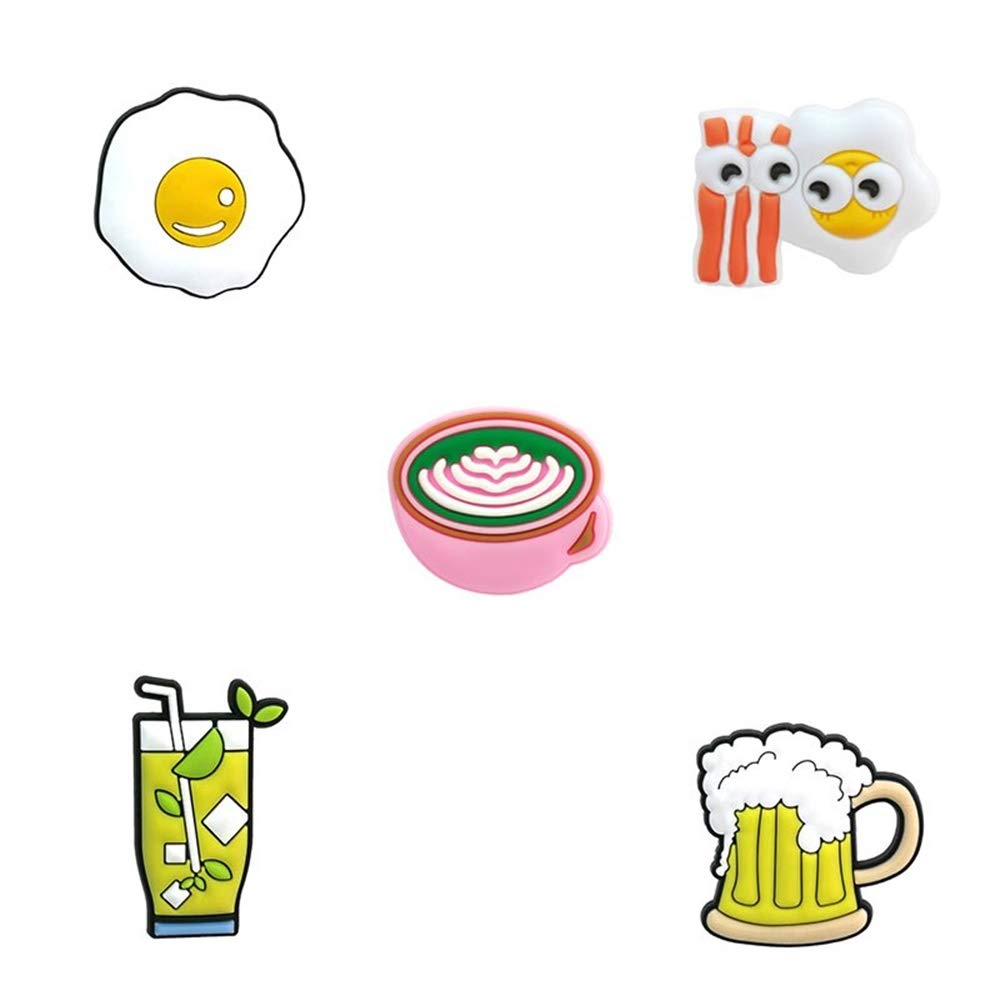 20pcs Random Croc Charms for Women - Egg, Beer, Piano & Donut Shoe Decorations | PVC Jibbitz for Crocs Shoes | Perfect for DIY, Gifts & Fashion Accessories