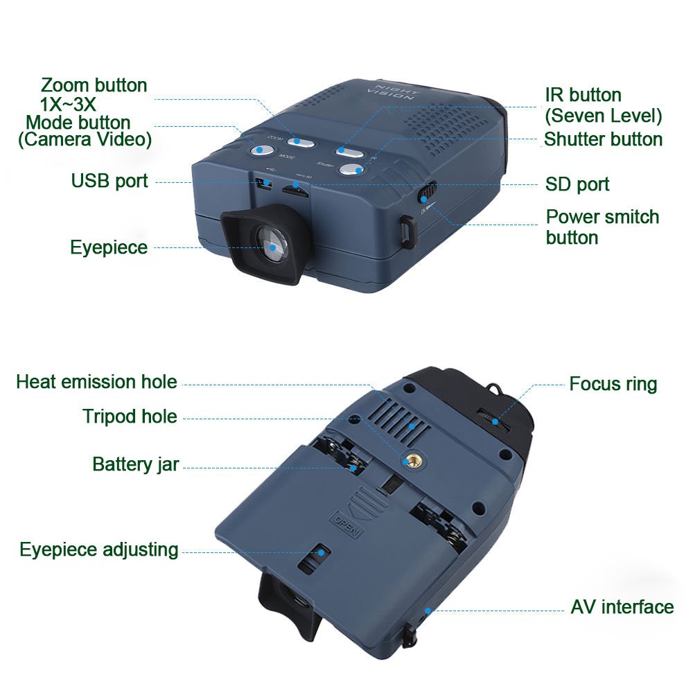 Astromania HD Portable Digital Night Vision Monocular with Micro SD Card - Record Videos & Images for Hunting, Wildlife Observation, and Nighttime Security