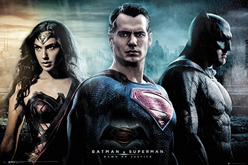 Batman vs Superman Dawn of Justice Framed Movie Poster - 36x24 Inches Wall Art Print with Batman, Superman & Wonder Woman - Perfect for Home Theater, Man Cave & Superhero Fan Gifts