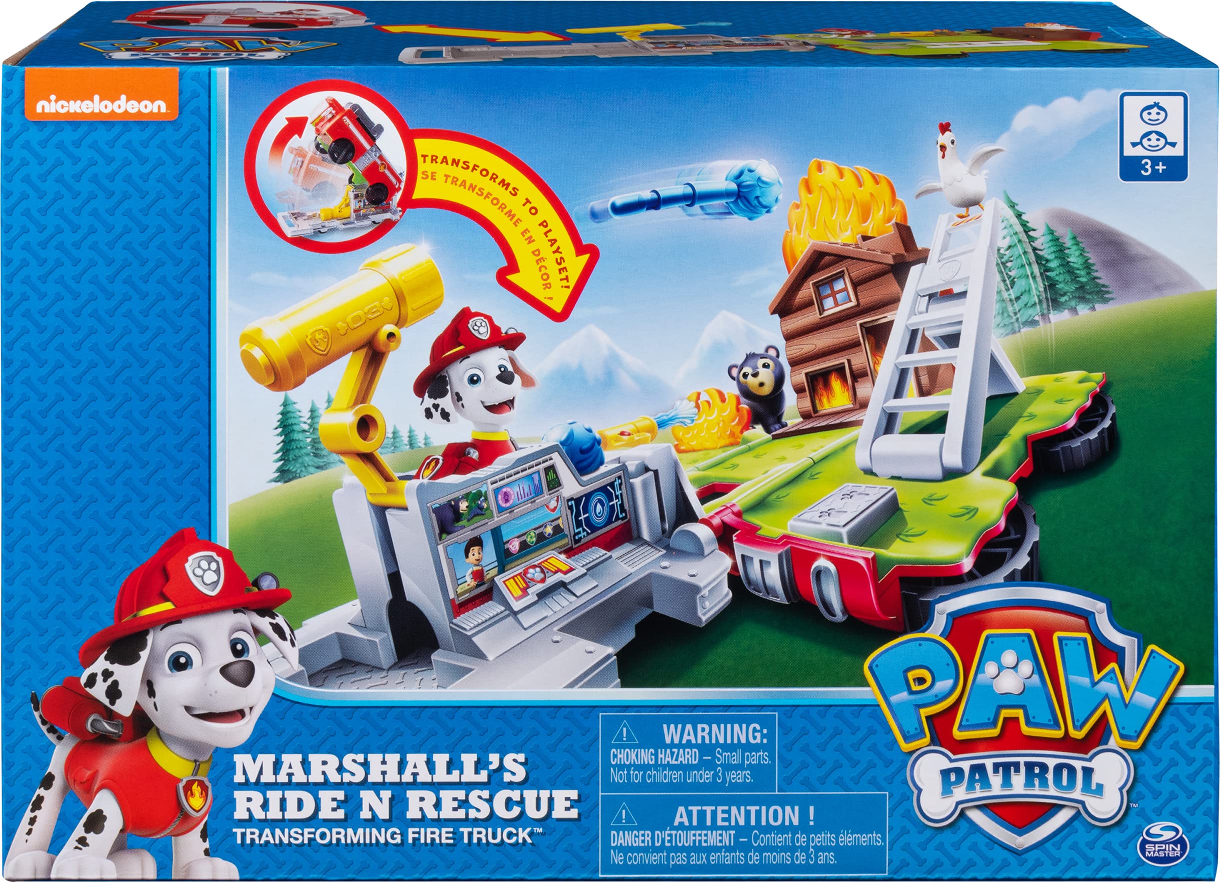 PAW Patrol Ride 'n' Rescue Marshall 2-in-1 Transforming Toy & Fire Truck for Kids Ages 3+ | Interactive Play Vehicle for Pretend Firefighter Adventures & Role Play Fun