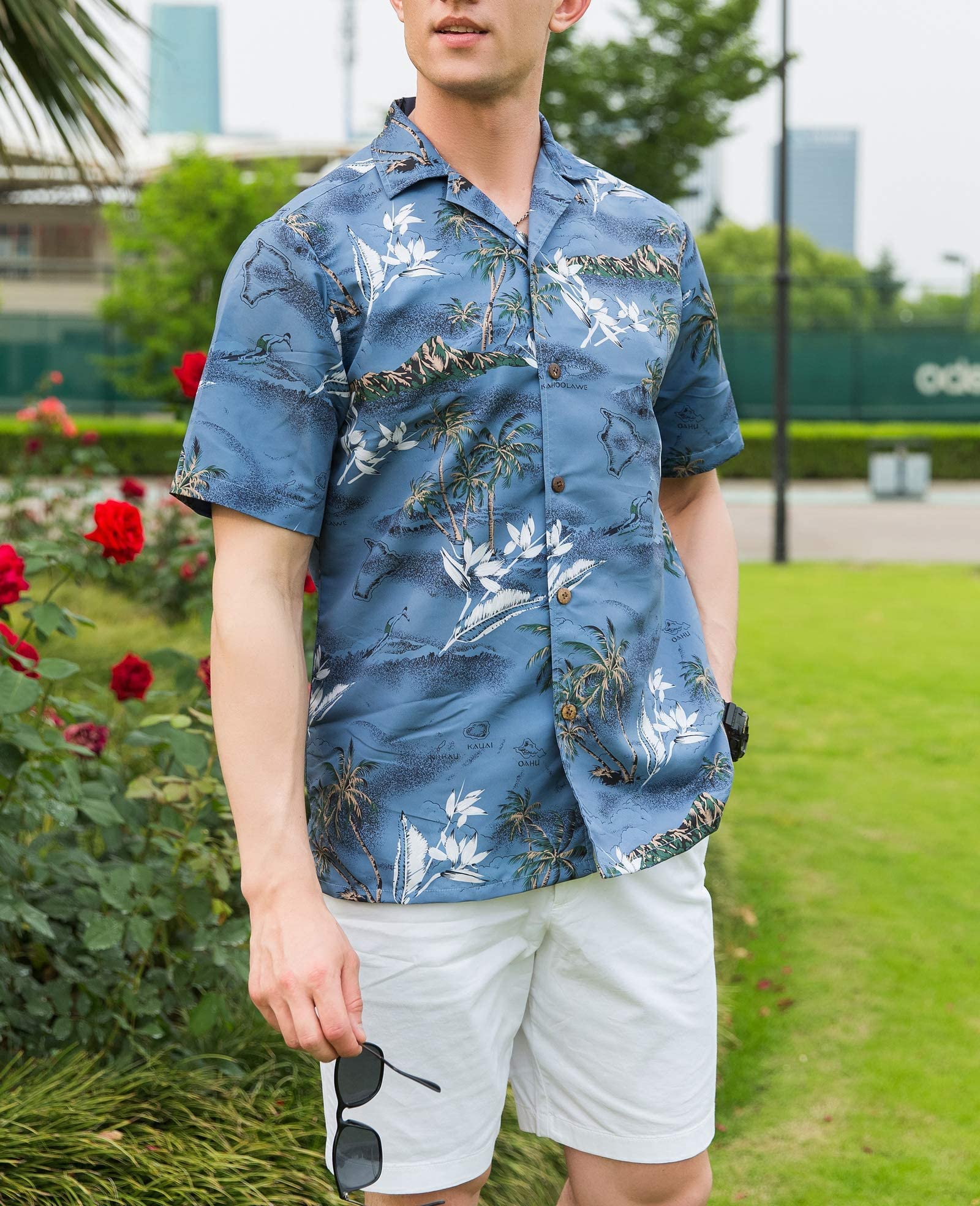 Hawaiian Shirts for Men - Short Sleeve Floral Aloha Shirts, Breathable Regular Fit Casual Button Down Shirts for Beach Vacation, Summer Party & Tropical Outings