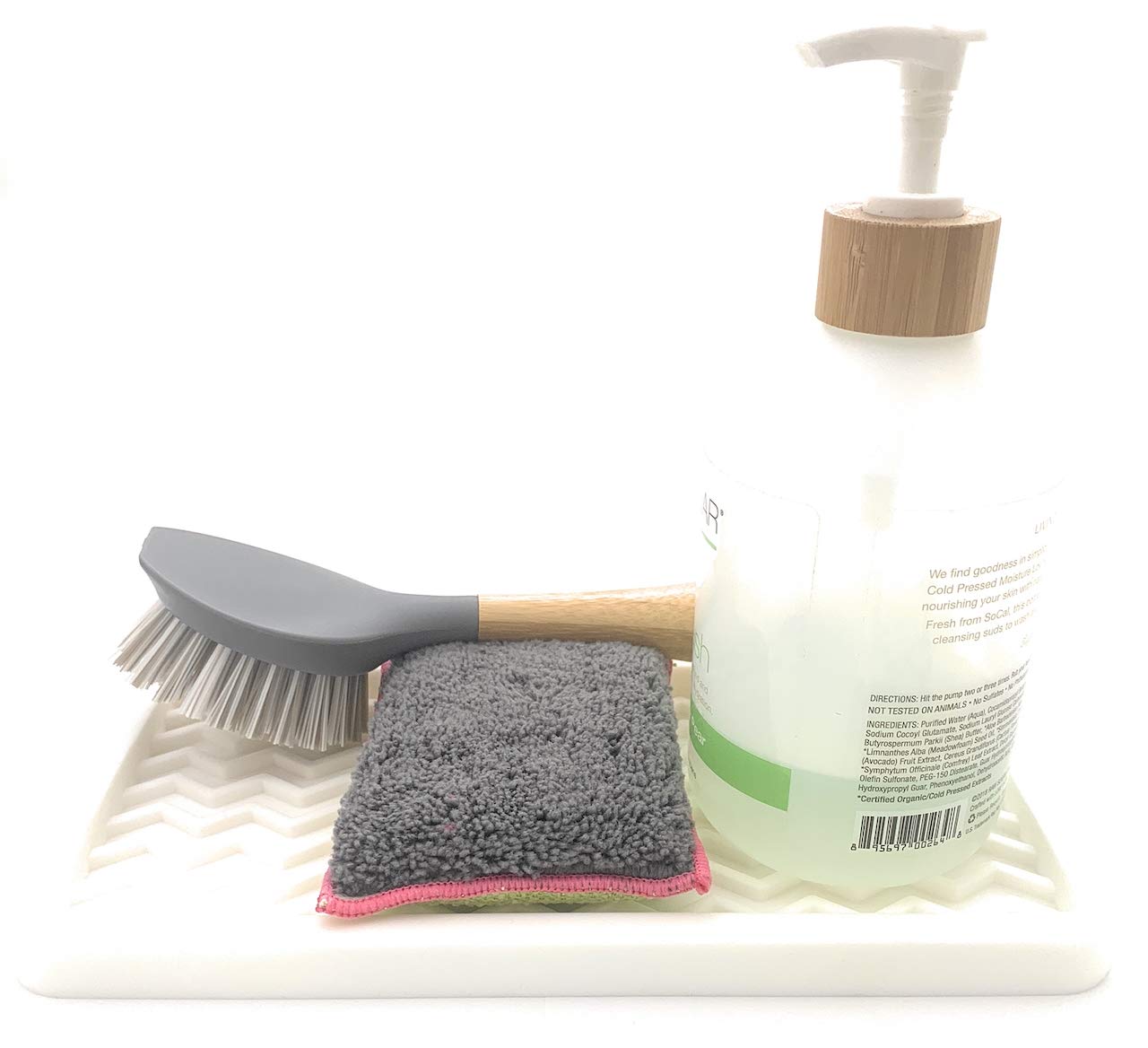 Happitasa Silicone Kitchen Sink Organizer Tray - Sponge Holder & Countertop Protector | Bathroom & Kitchen Soap Dish Dispenser Tray (10
