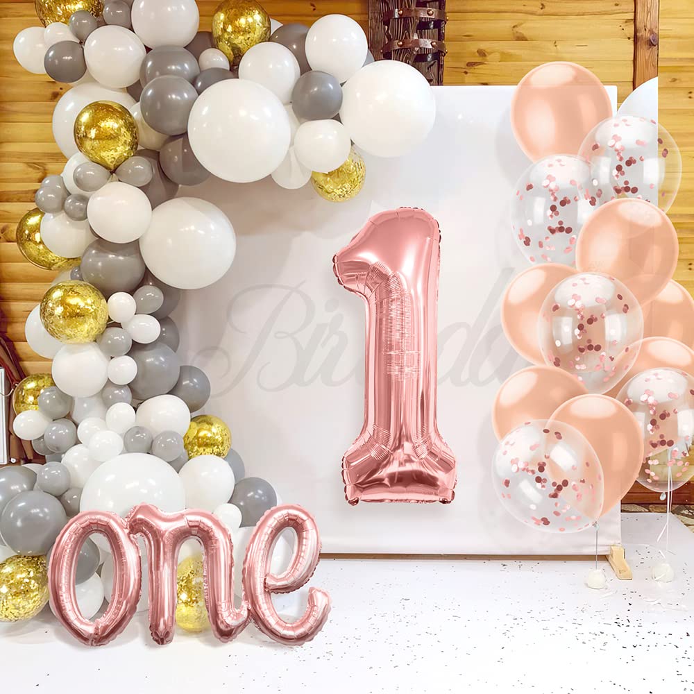 Rose Gold Number 1 Balloon - First Birthday Decorations for Boys & Girls - 1st Birthday Party Supplies - Baby Shower & Birthday Celebration Decor