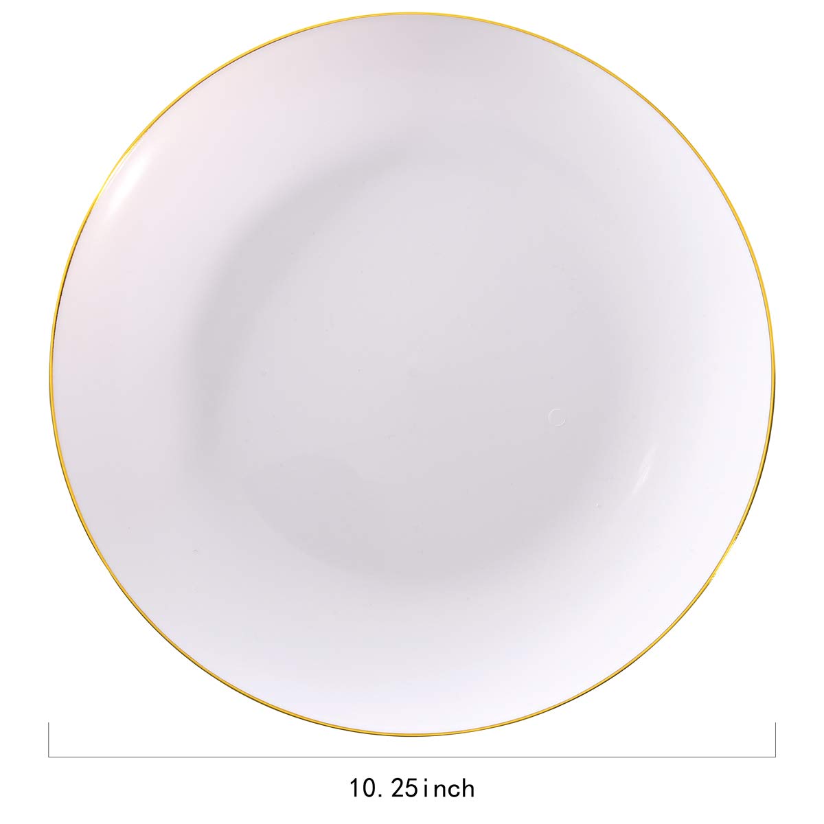 100-Piece Gold Plastic Plates - 10.25 Inch Elegant Disposable Dinner Plates for Wedding, Party, Christmas - Heavyweight White & Gold Design - Perfect for Banquets, Holiday Gatherings & Special Events