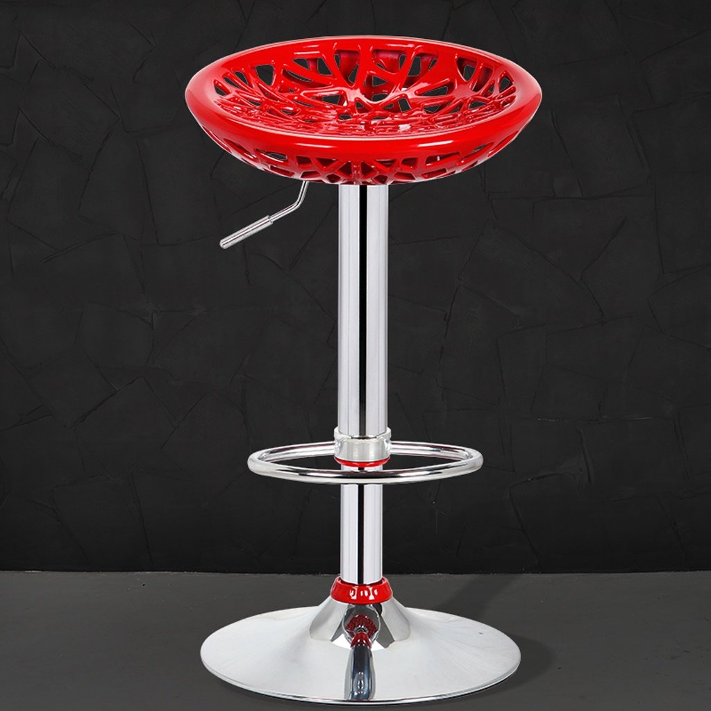 ALUS Red Bar Stool - Adjustable Height Bar Chair with Backrest, Heavy Duty Metal Frame for Kitchen Counter, Home Bar & Office Reception Desk - Modern High Chair for Dining & Lounge Areas