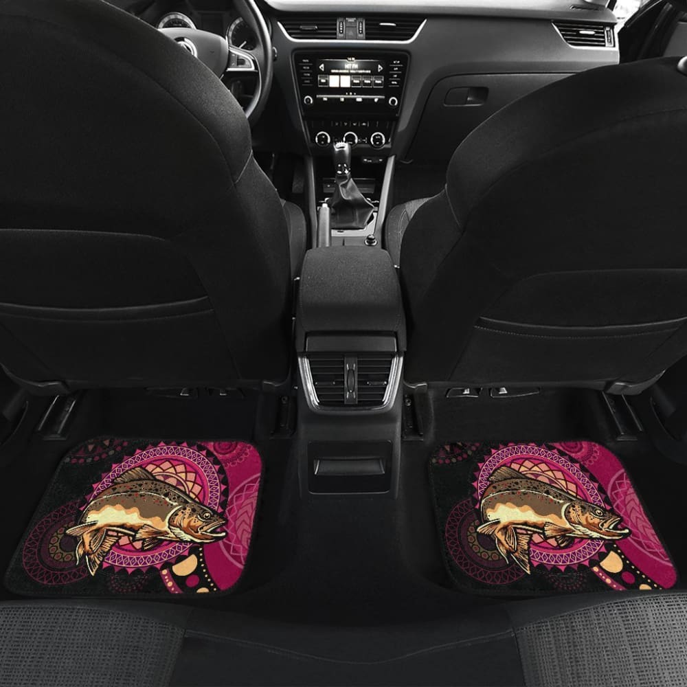 Brown Trout Ethnic Pattern Fishing Car Floor Mats - Durable All-Weather Protection for Trucks & SUVs - Perfect for Outdoor Enthusiasts & Fishing Trips