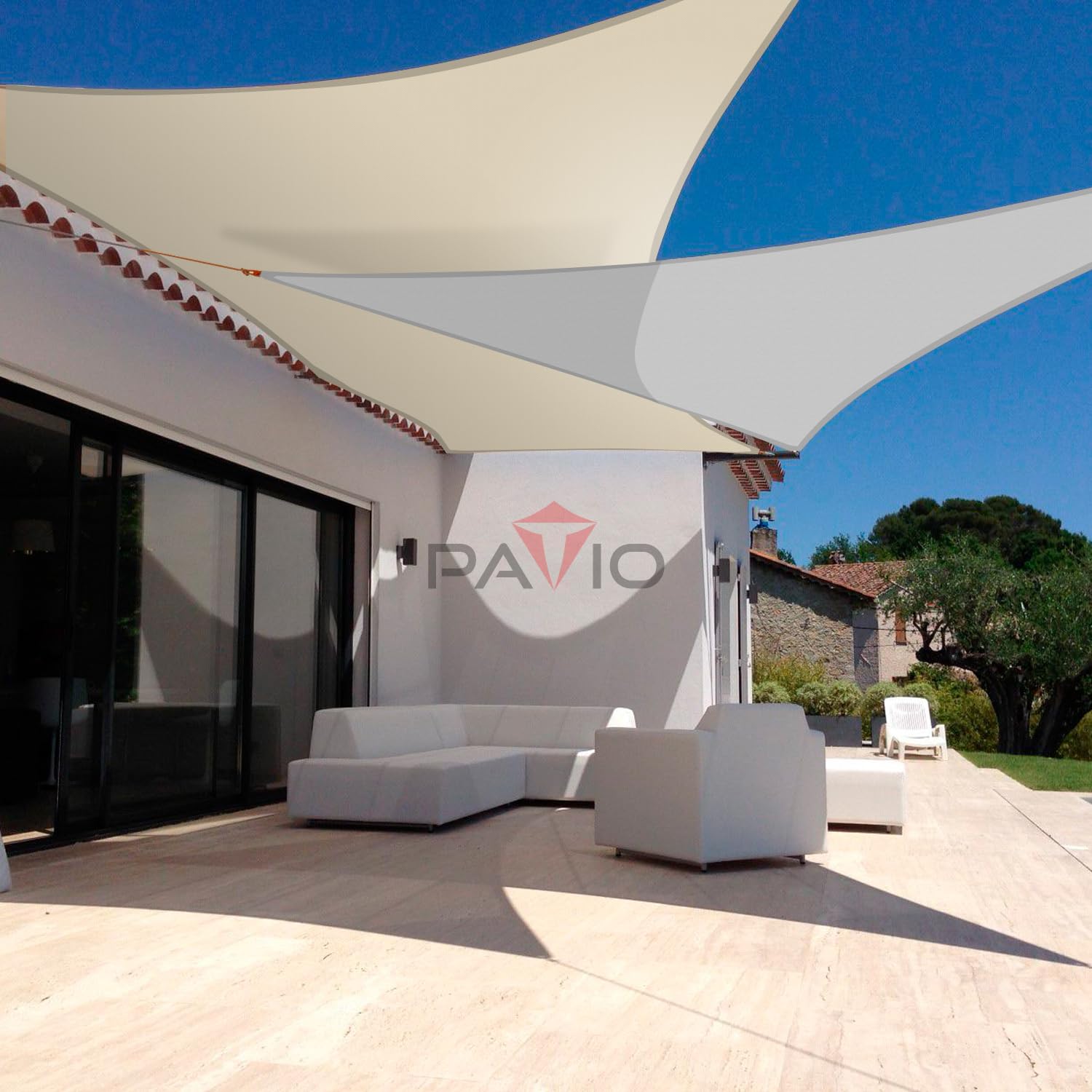 24' x 24' x 24' Waterproof Triangle Sun Shade Sail - 95% UV Block Gray Shade Canopy for Patio Cover, Garden, Backyard & Deck | Customizable Outdoor Sun Protection for Relaxation & Entertaining