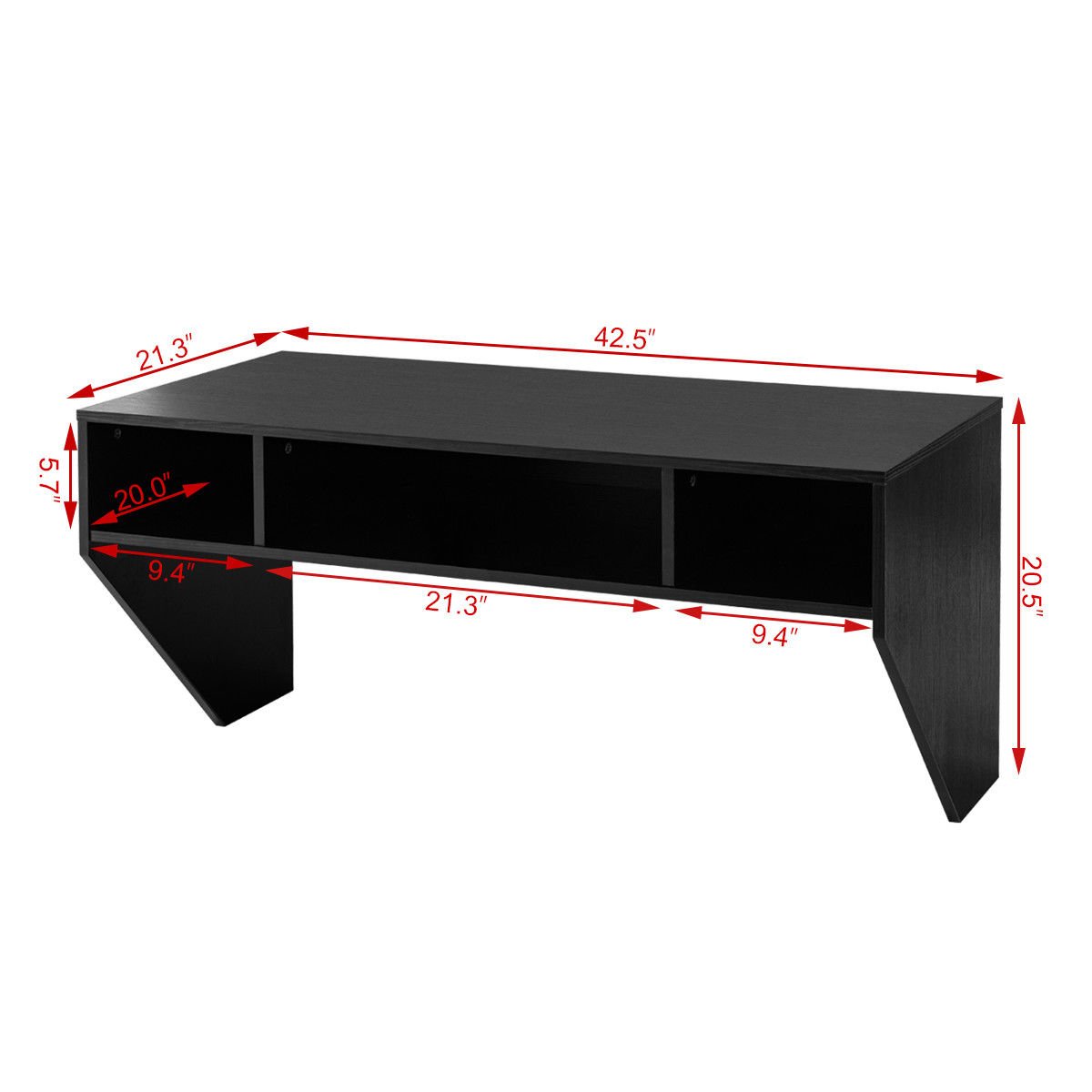 Sturdy Black Wall Mounted Floating Computer Desk with Storage Shelf - Perfect for Home Office, Gaming Setup & Small Space Saving Workspace