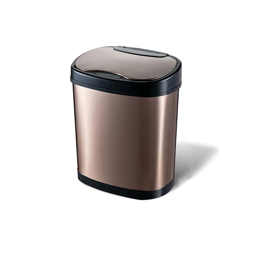 Automatic Sensor Trash Can - 12L Stainless Steel Smart Garbage Bin with Motion Sensor for Kitchen, Bathroom, Bedroom & Living Room | Touchless Operation, Odor Control, Modern Gold Design for Home & Office Use