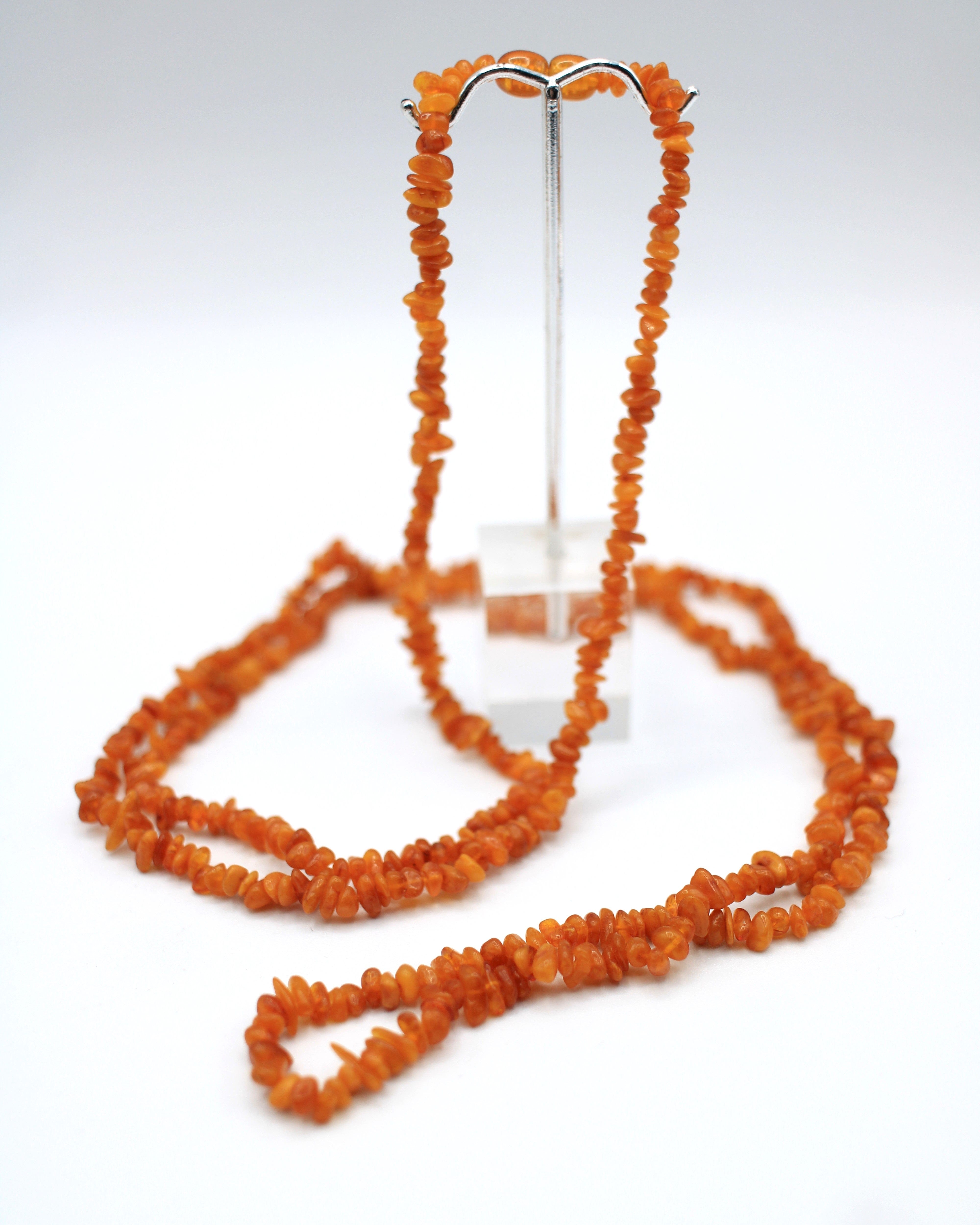 Natural Baltic Amber Opera Length Necklace with Genuine Amber Clasp - Elegant Jewelry for Women, Perfect for Weddings, Parties & Special Occasions