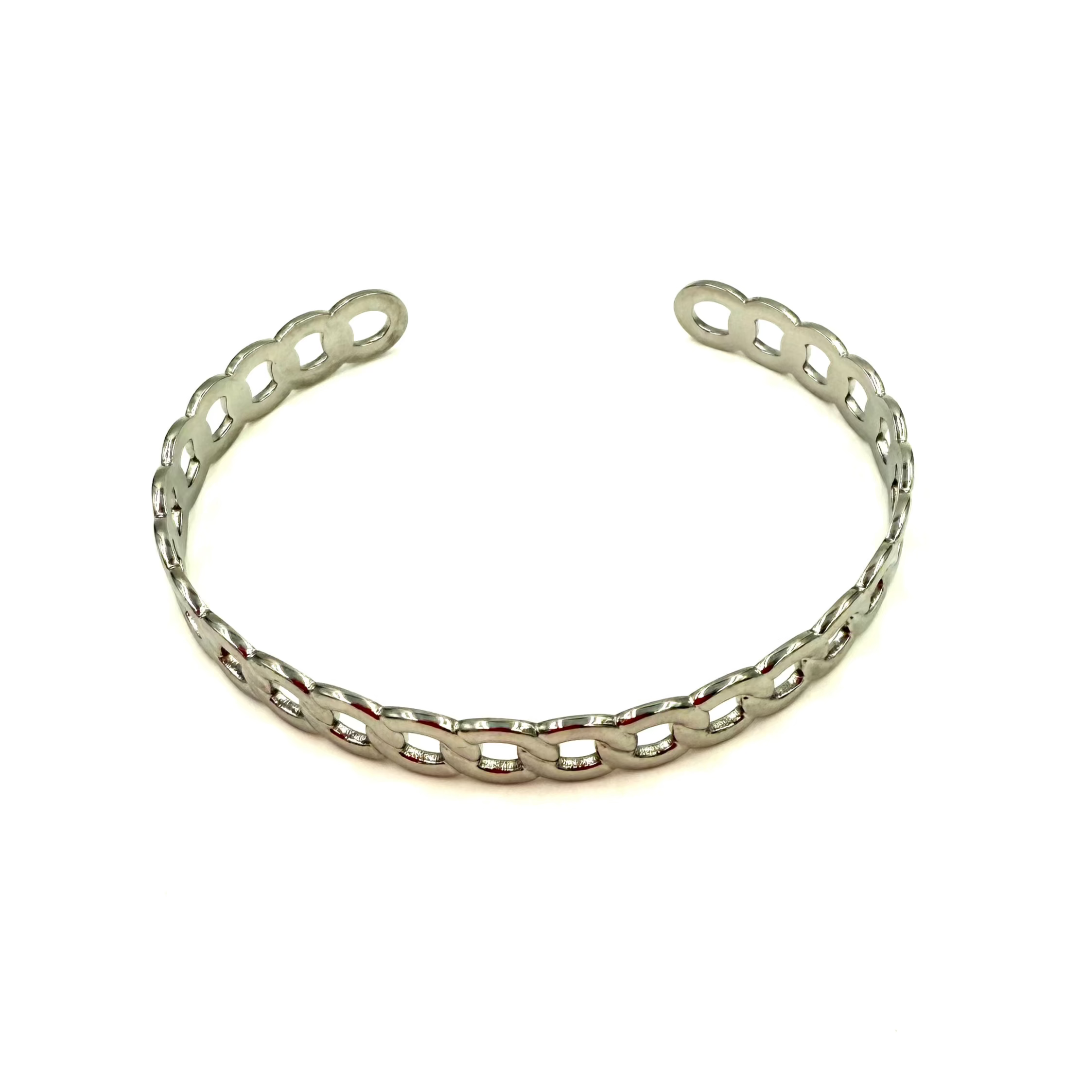 Ashley Gold Stainless Steel Open Link Bangle Bracelet for Women - Trendy Adjustable Cuff Jewelry for Everyday Wear, Parties & Gifts